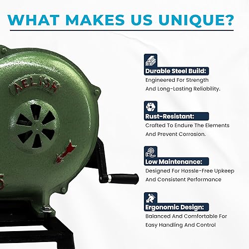 Miniatura 5 de SIMOND STORE Soplador de forja de herrería de manivela, carcasa de aluminio fundido de 11 pulgadas, soplador manual resistente para herrero,