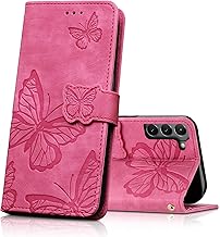 CXTcase Coque pour Samsung Galaxy S21 5G, Housse en Cuir PU Etui à Rabat,Magnétique Pochette Portefeuille Étui de Protection pour Samsung Galaxy S21 5G, Rose Rouge