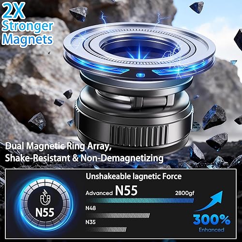 Miniatura 7 de Soporte de teléfono para automóvil Magsafe, soporte plegable ajustable de 360 para automóvil 108 libras de succión más fuerte y 2800gf magnético