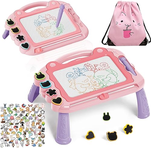 Miniatura 1 de OSQI Tablero magnético de dibujo para bebés de 3, 4 y 5 años, juguetes para niños pequeños con tablero de garabatos de tamaño de viaje de 4 colores,