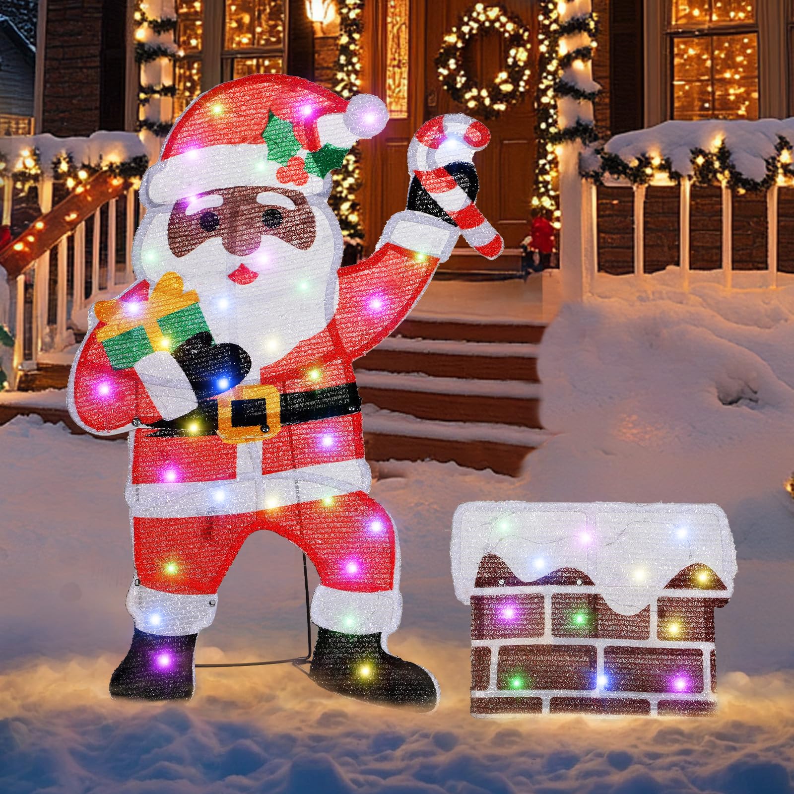 Lot #2395X: Kitticcino Lighted Santa Yard Decoration | MAC.BID