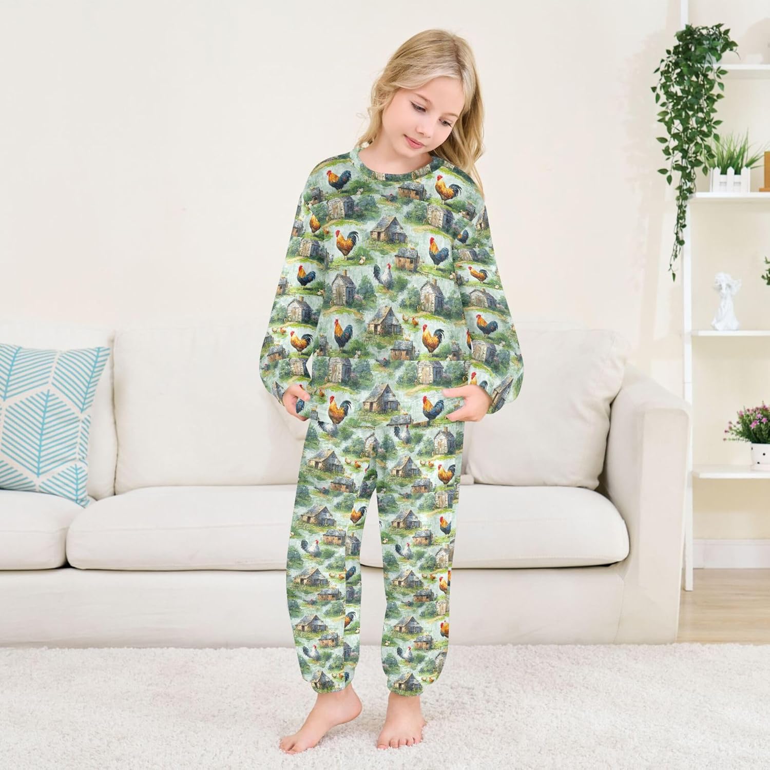 Fleece Pajama Sets Long Sleeve Top with Pants Soft Sleepwear 2 Piece Pjs Set