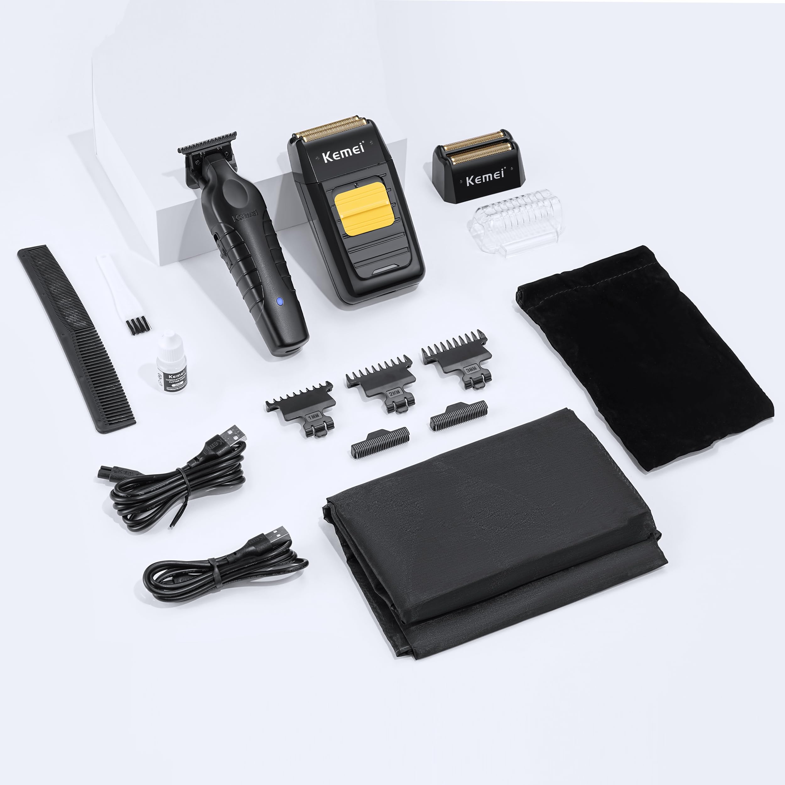 Kemei Rasoir électrique pour homme - Tondeuse à cheveux professionnelle sans fil - Rasoir tête chauve 1102+2299