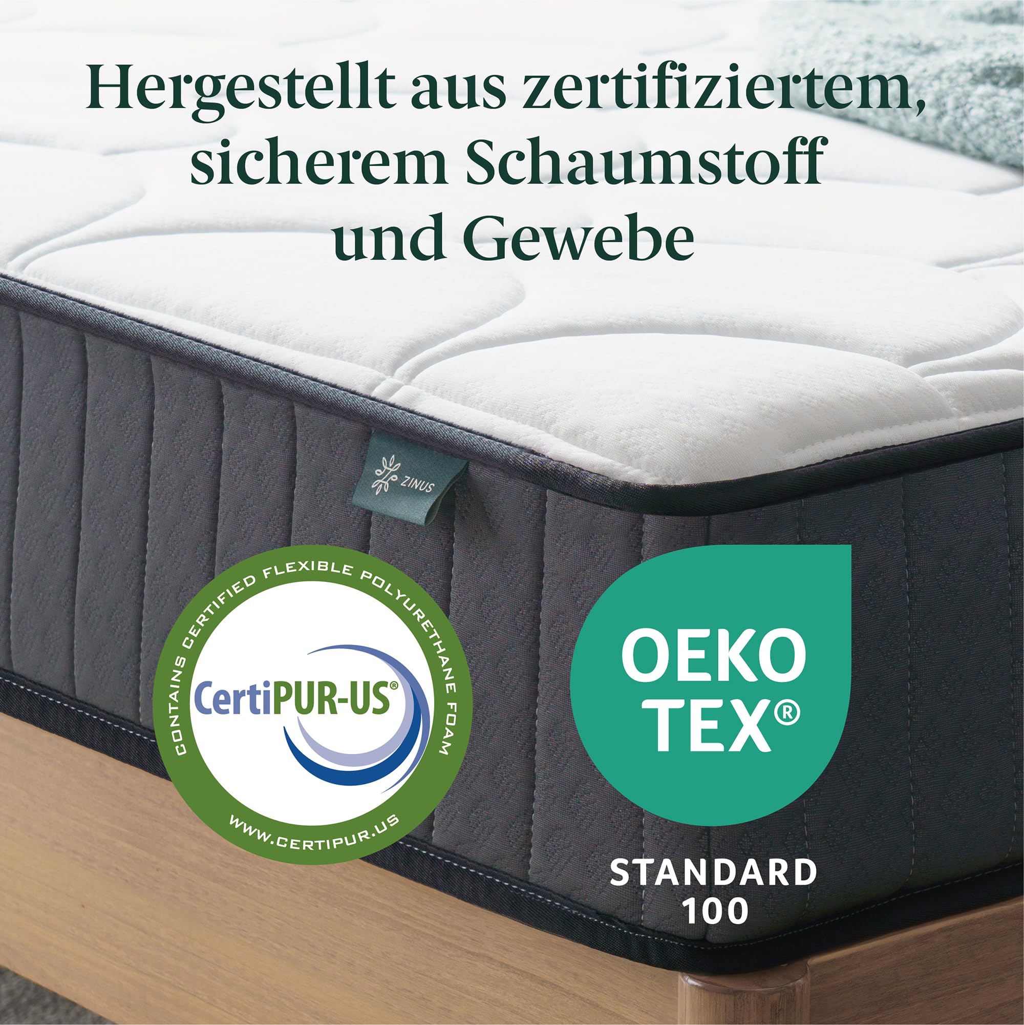 Zinus Hybrid Taschenfederkernmatratze 90x200cm - Härtegrad H2/H3 - Höhe 20 cm - Kühlende Ergonomische Memory Foam Matratze - Oeko-TEX Zertifiziert - Produziert nach Deutschem Qualitätsstandard
