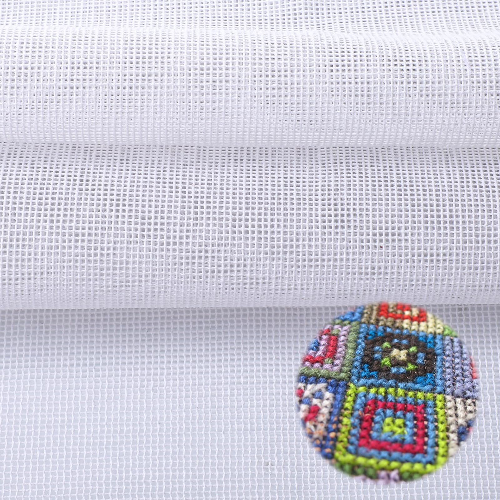 2 Pieces 14 Count Cross Stitch Canvas White Embroidery Fabric Mesh Fabric Eye Mesh for Embroidery,MeshSheet for DIY Handicraft Knit Projects,Cross Stitch Supplies（19.6 x 17.7 Inch）