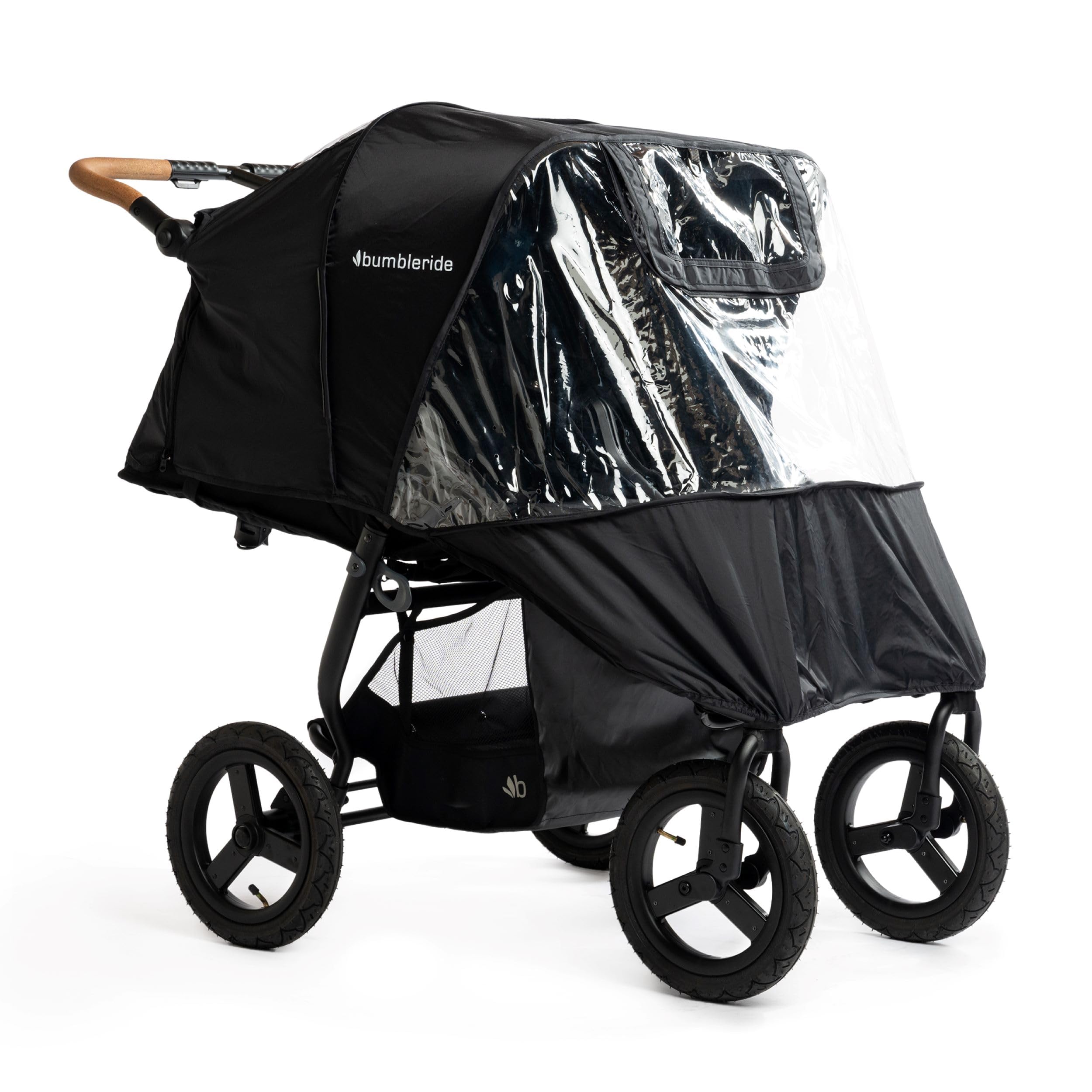 Bumbleride Indie Twin Stroller Rain Cover - PFAS-Free Non-PVC Rain Shield with Side Vents, Roll-Up Front for Easy Access & Magnetic Peek-a-Boo Window