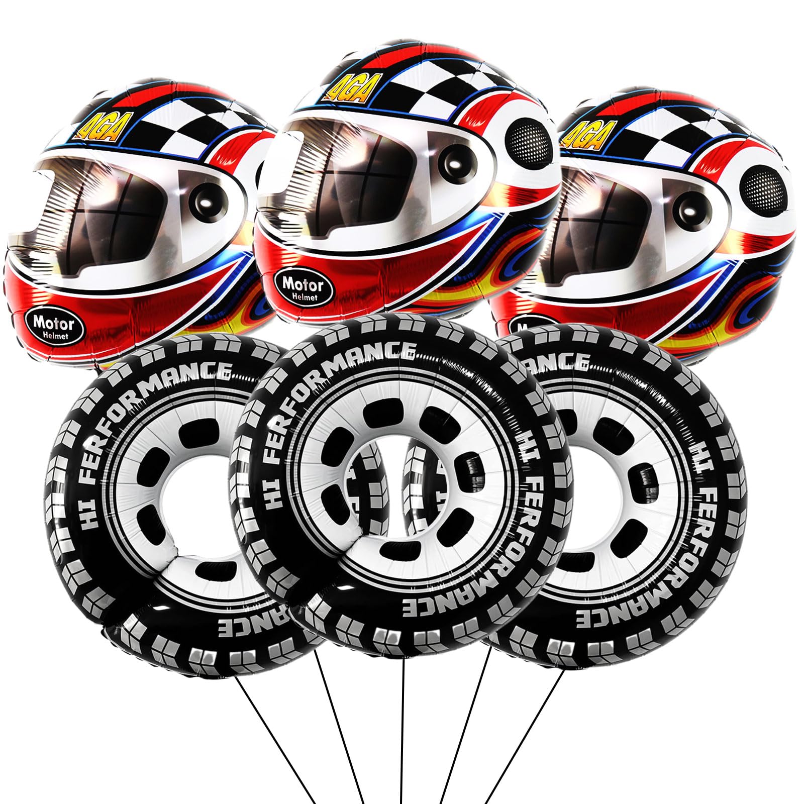 Big Tire Balloons Cars Birthday Decorations 30inch Wheel Tire Foil Balloons for Boy Racing Car Theme Party Decorations Supplies 6pcs