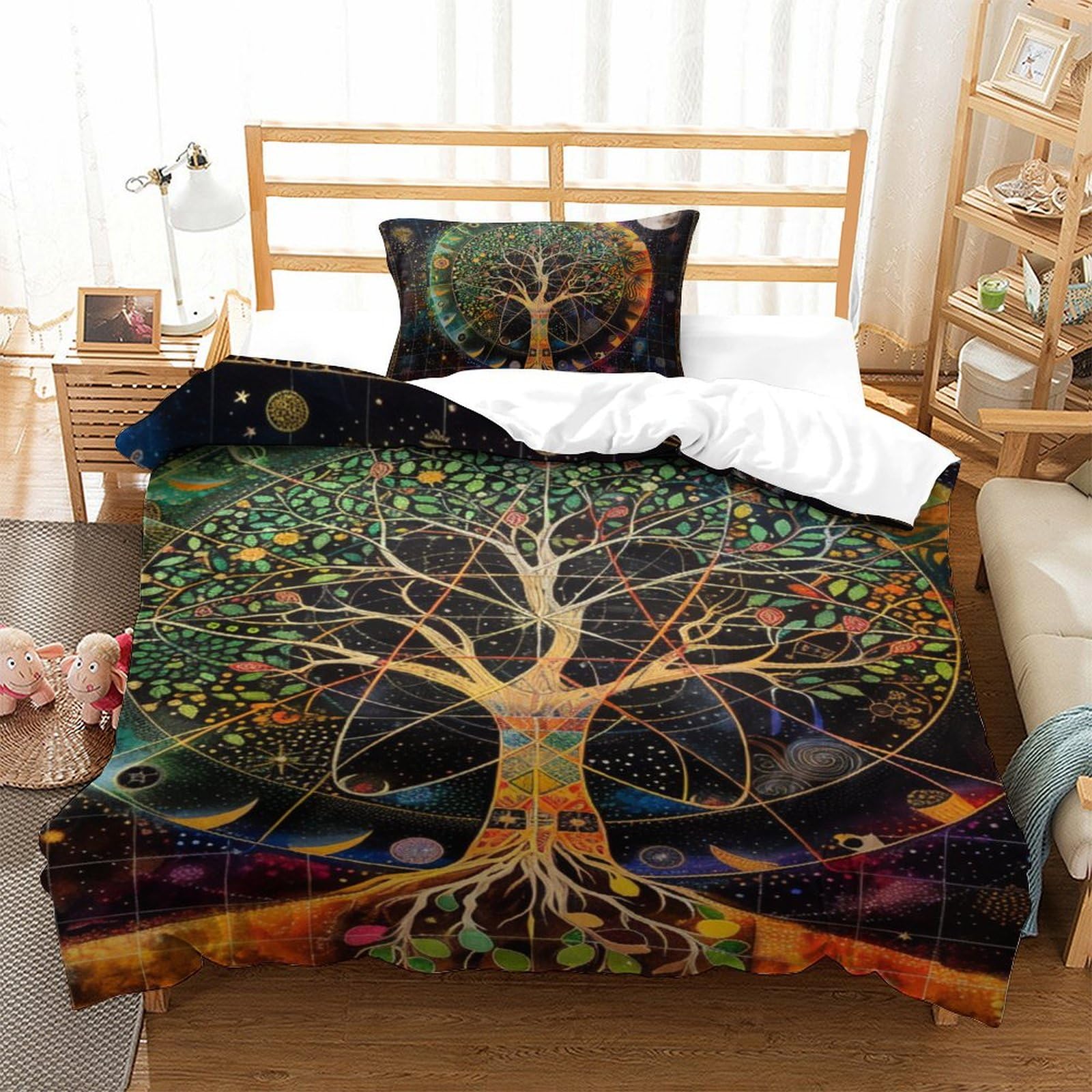 Set de housse de couette l'arbre de vie impression 3D haute définition parure de lit premium