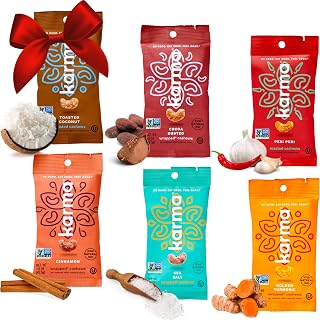 Karma Nuts Flavored Cashews Variety Pack (1.5 oz, Pack of 6) – Whole Roasted Cashews, Healthy Snacks for Adults - Gluten Free Vegan Snacks, Vegan, Non GMO - Flavored Nuts Low Carb