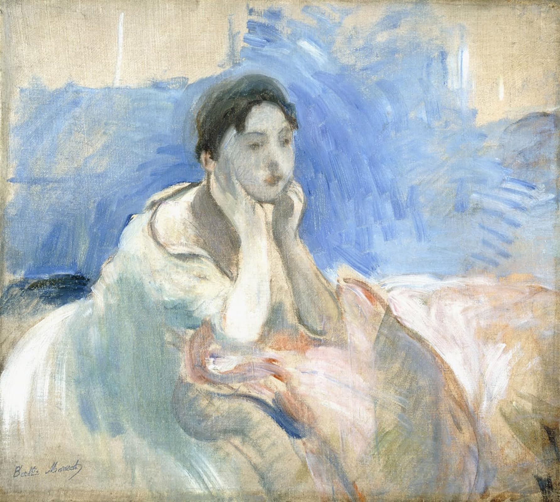 SERENDIPITP Vintage Picture Print on Canvas Wall Art Poster Young Girl Leaning by Berthe Morisot Artwork Print Poster for Wall Decor 60x90cm