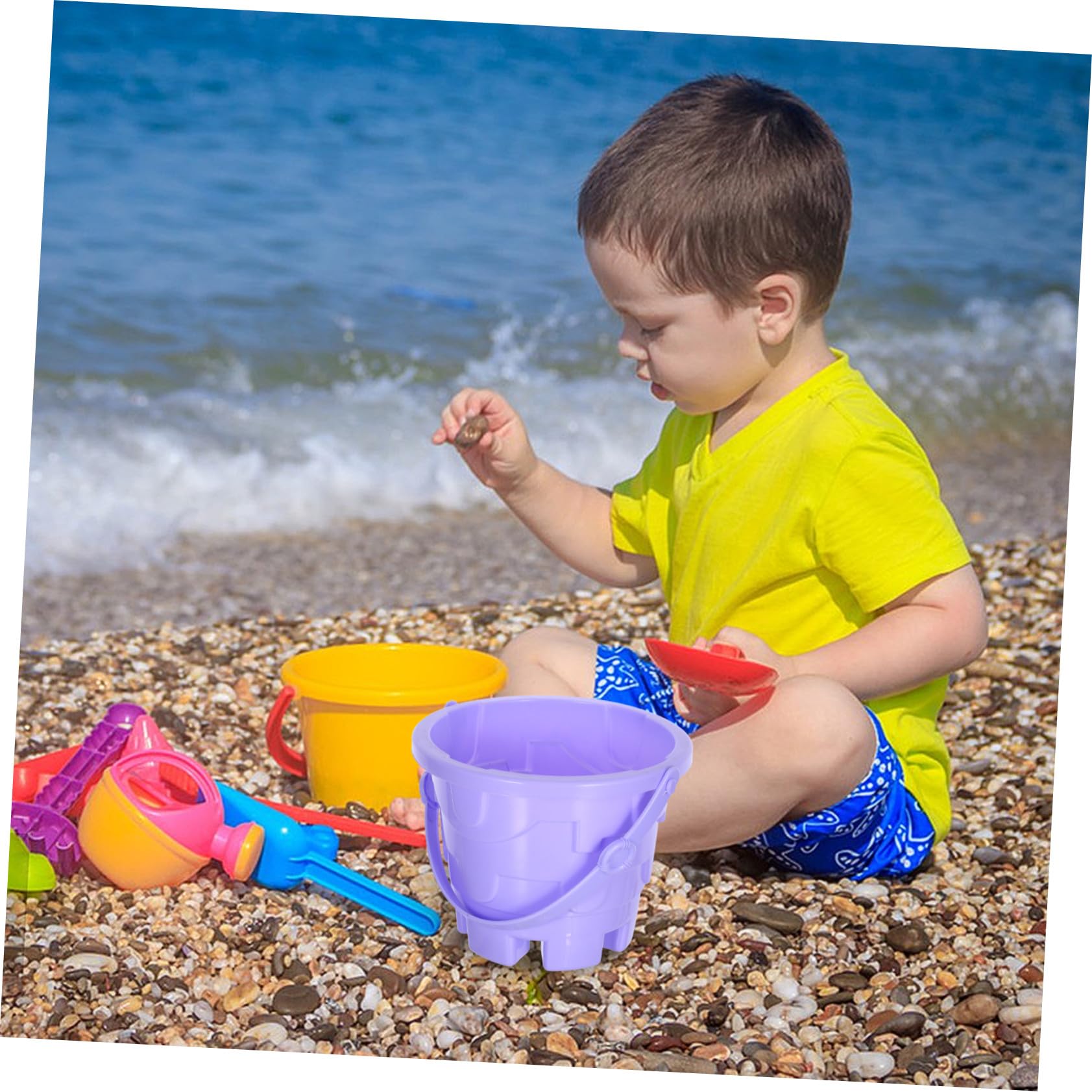 Secchiello Mare Bimbo Plastico 5 Pezzi Mini Bucket Toys Atmosfera Estiva | Design Creativo Leggero, per Spiaggia e Sabbia, Set per Ragazzo Ragazza, Gioco Pratico Colore Casuale