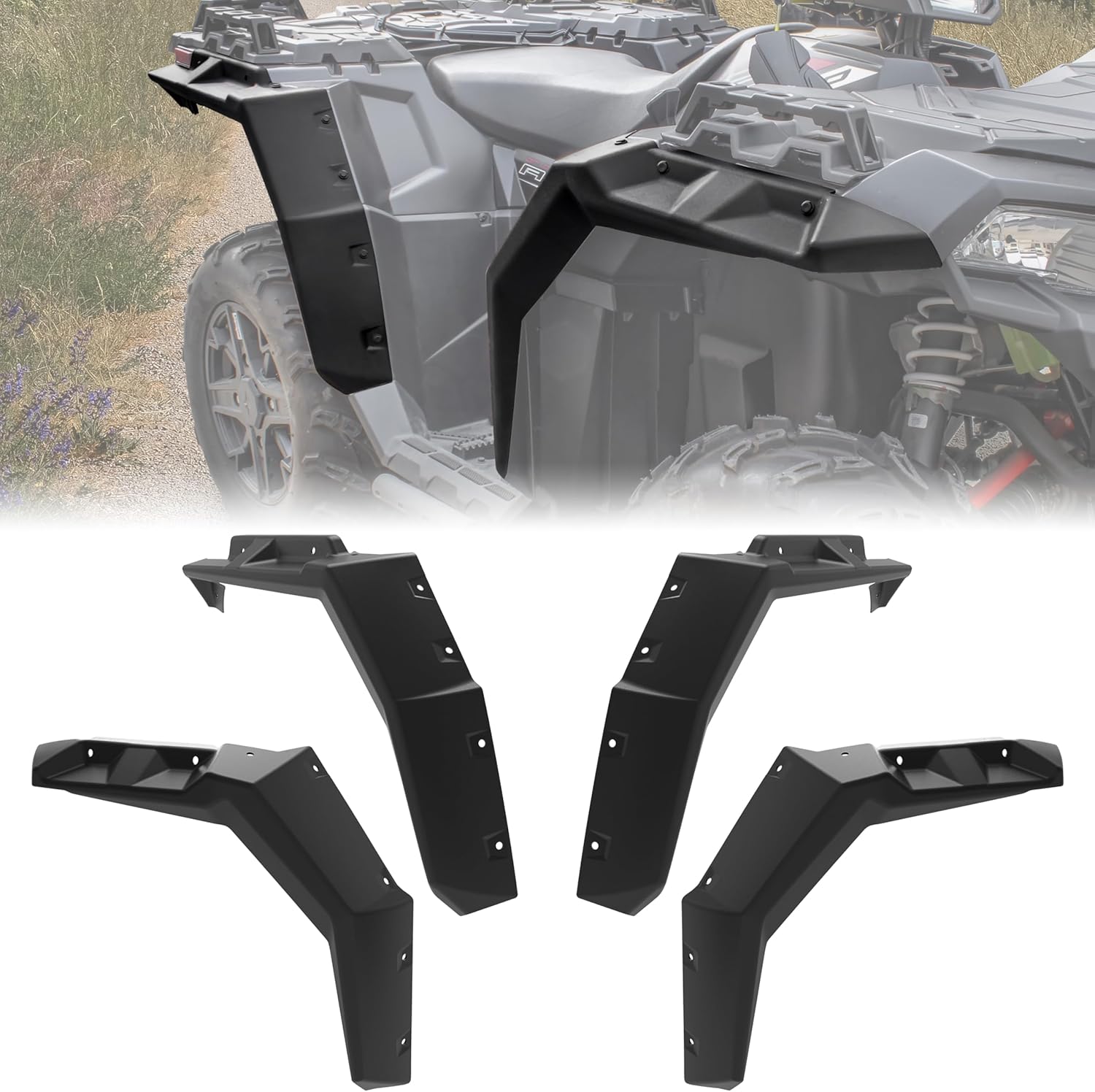 Lot de 4 bavettes Garde-Boue Avant et arrière étendues pour Polaris Sportsman XP 1000 850 et VTT pour Polaris Sportsman XP 1000 850 2017-2023 Accessoires OEM # 2882455
