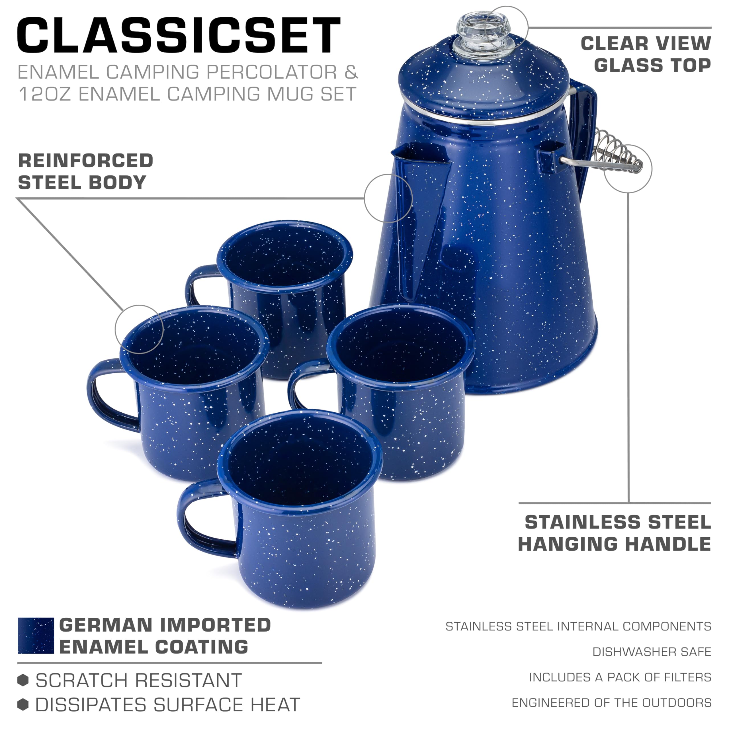 Enamel Percolator Mug Set by COLETTI