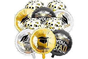 Whaline Graduation Balloons 24Pcs 18-12 Inch Black Gold Congrats Grad Latex Foil...