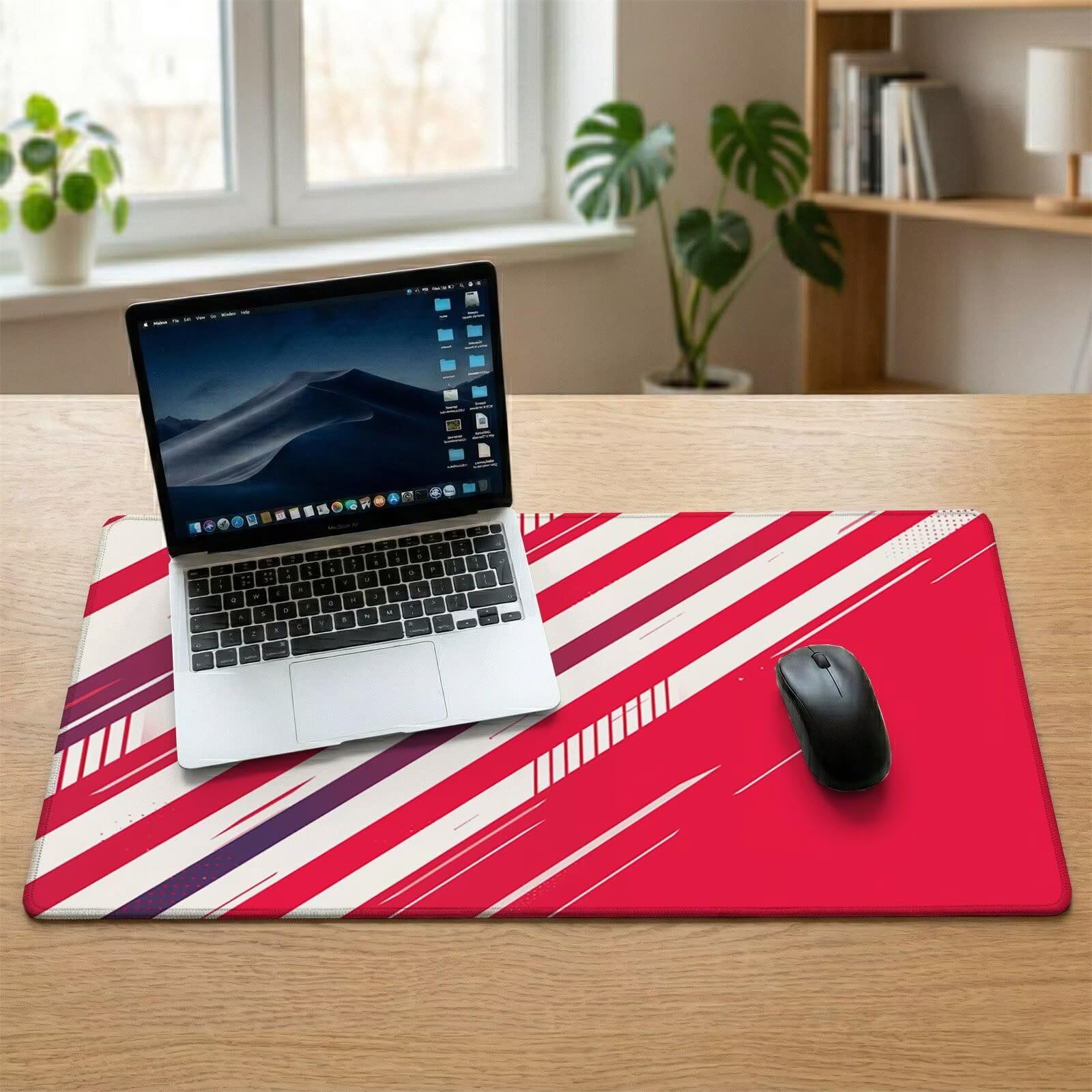 Tappetino Mouse XXL 1200 x 600 x 3 mm, Sottomano Scrivania, Geometria Grande Tappeto da Tavolo con Base in Gomma Antiscivolo e Bordi Cuciti, Impermeabile, per Ufficio/Computer/Gaming (Banda) L-x3882