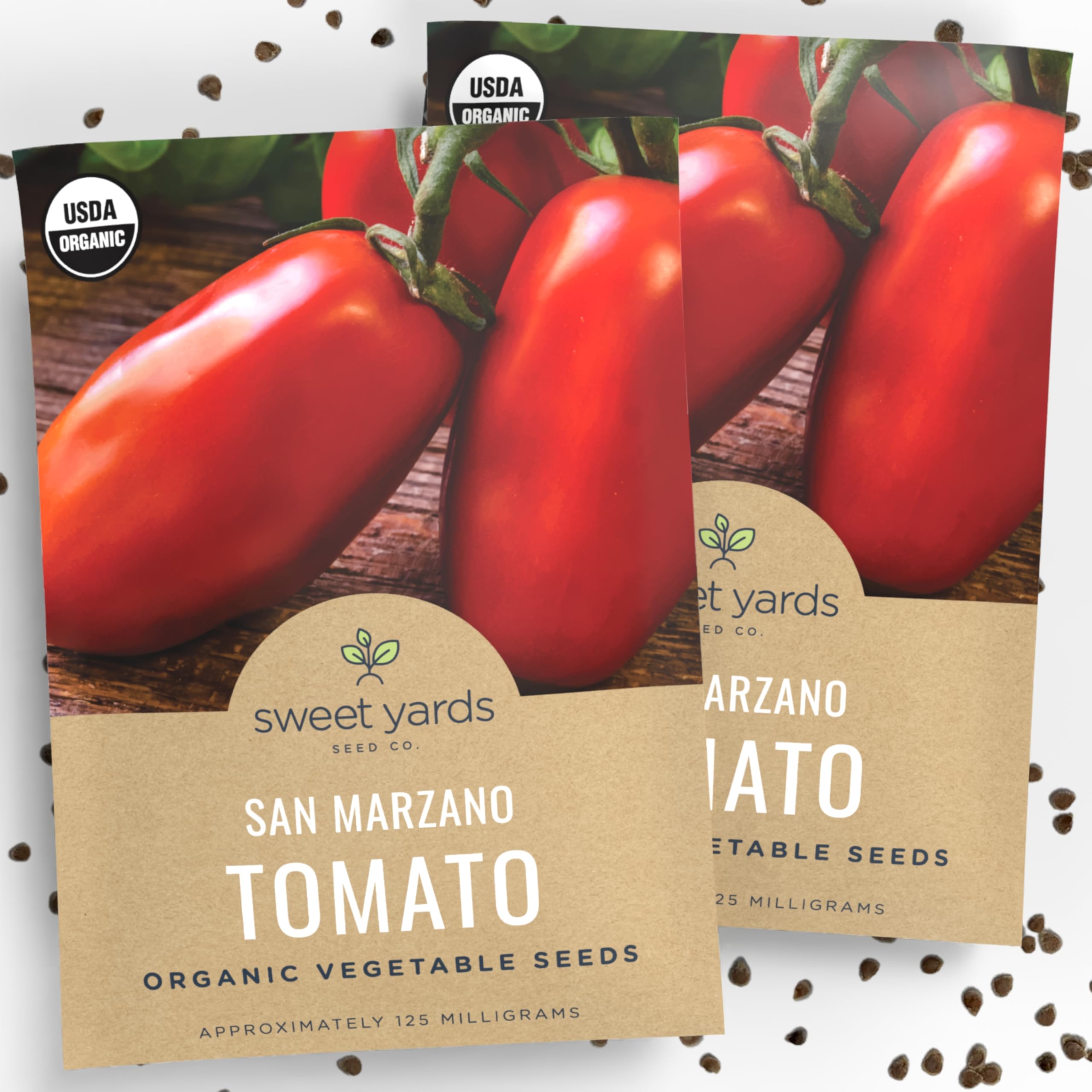Organic San Marzano Tomato Seeds – Two Seed Packets! – Over 102 Open Pollinated Heirloom Non-GMO Seeds – Sweet Yards Seed Co.
