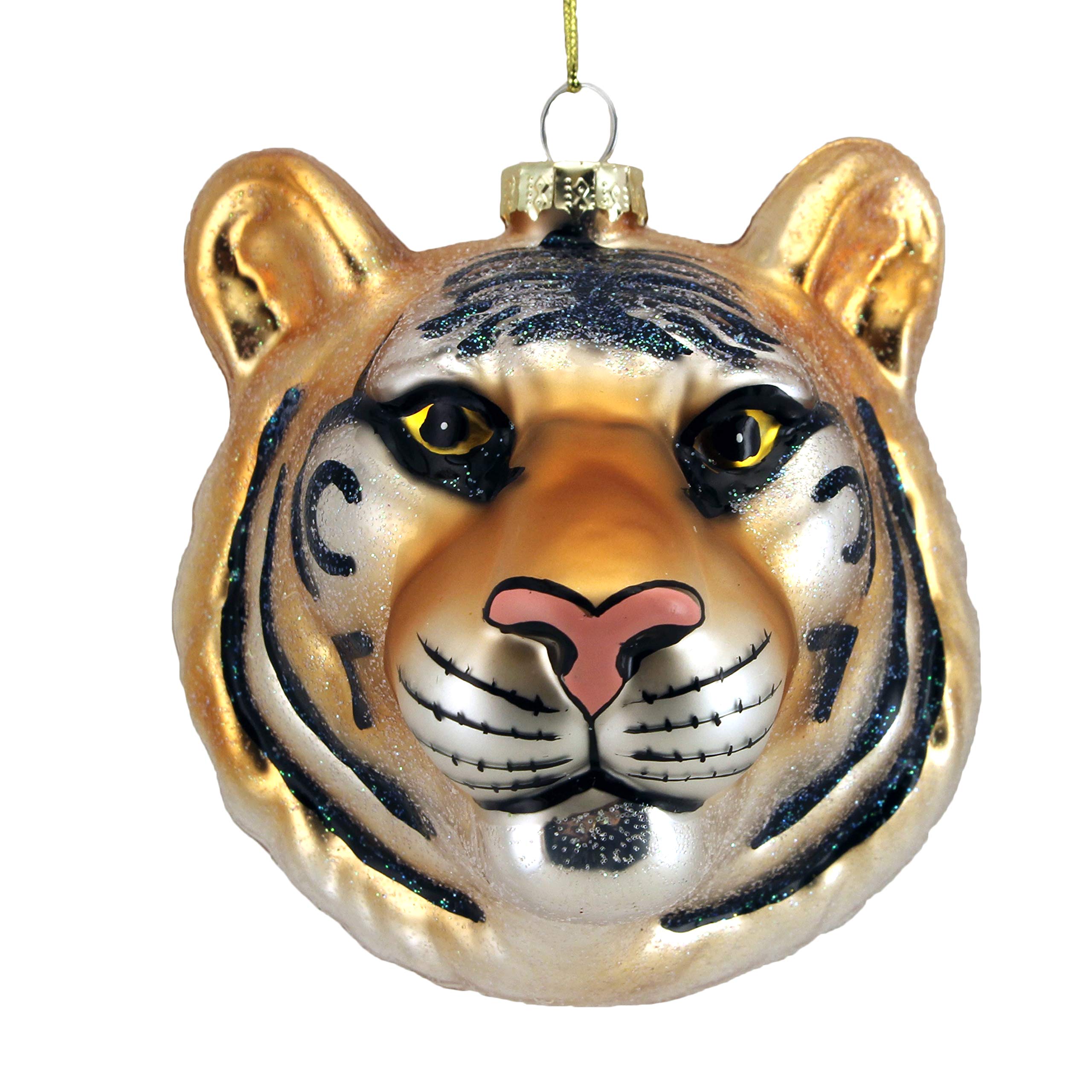 Gisela GrahamGlass Christmas Decoration 8cm - Tiger Head