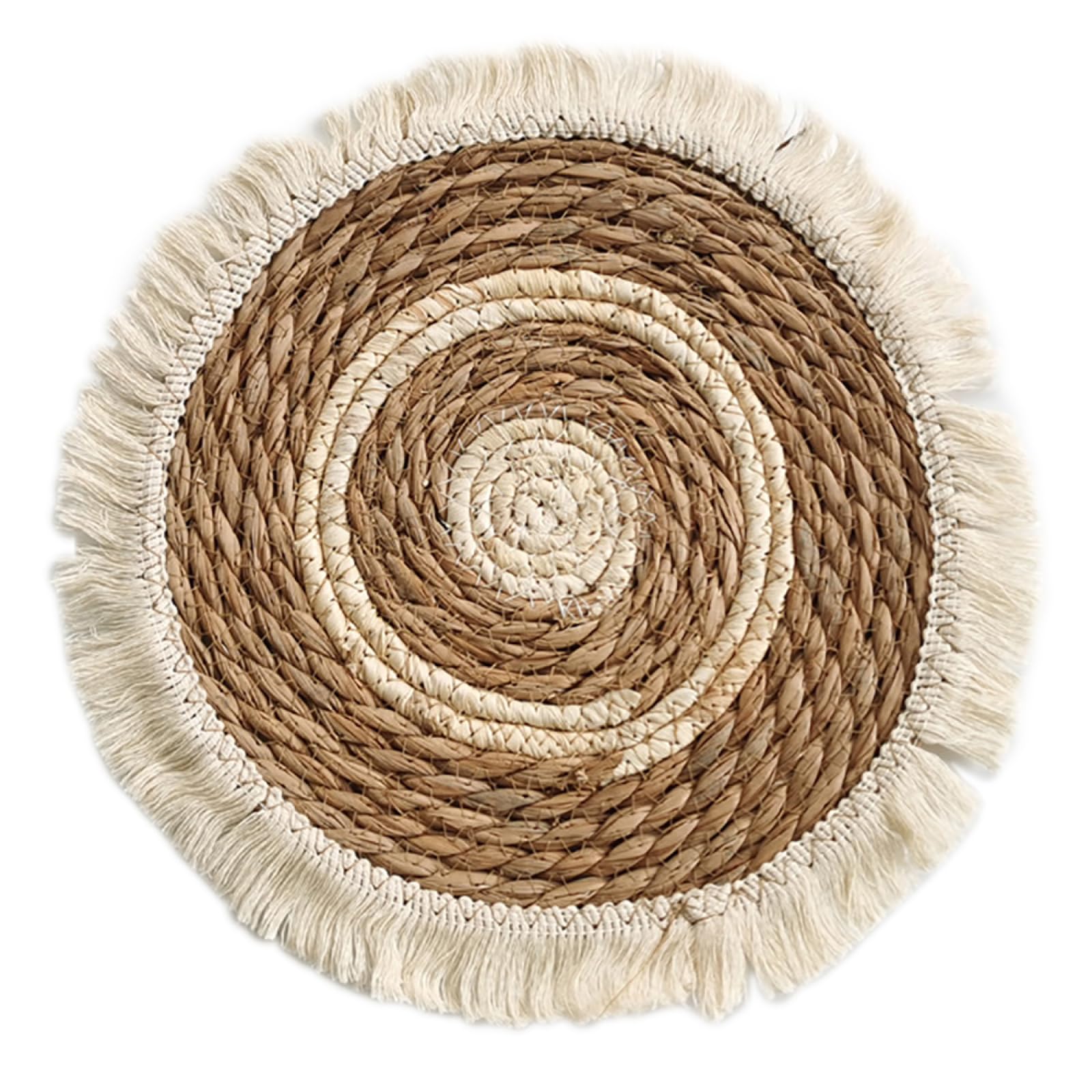 GrassWoven Placemat, Round Farmhouse Holiday Table Mats Grass Weaving Multicolor 25-38cm 1/4/6/8 Pcs(A,30cm(11.8in)-6PCS)