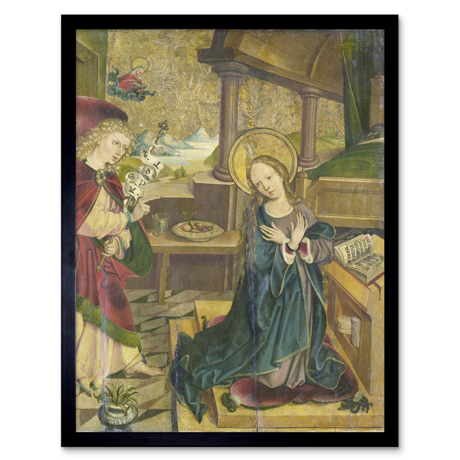 Artery8 Altaar Annunciation To The Virgin Painting Art Print Framed Poster Wall Decor 12x16 inch
