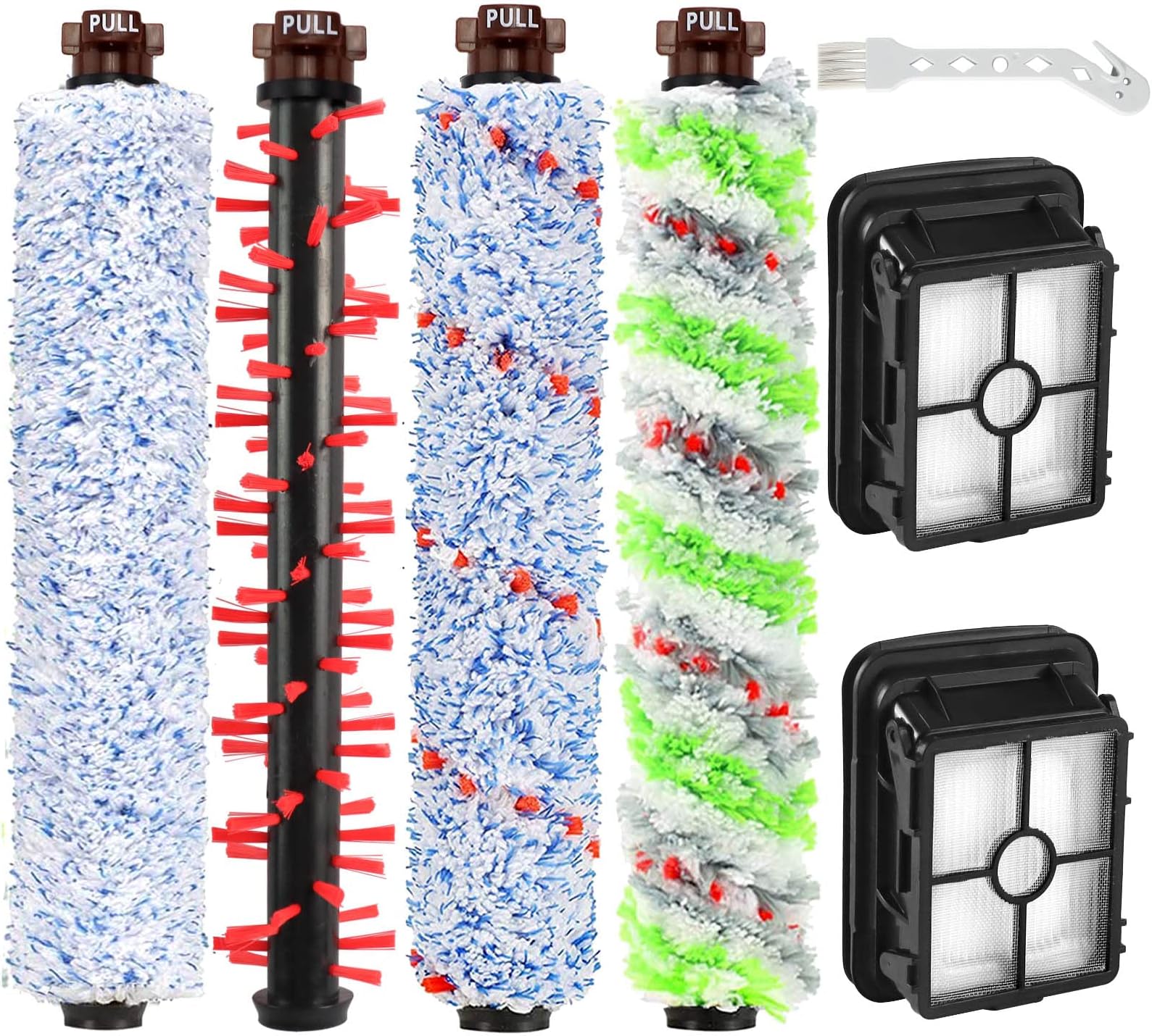 Crosswave Brush Replacement and Crosswave Filter 1866 Compatible with Bissel Crosswave 1785 2306 2551 2306A Series Vacuum Cleaner, Include 1 Set Multi Surface Wood Floor Area Rug Brush Rolls 2 Filters