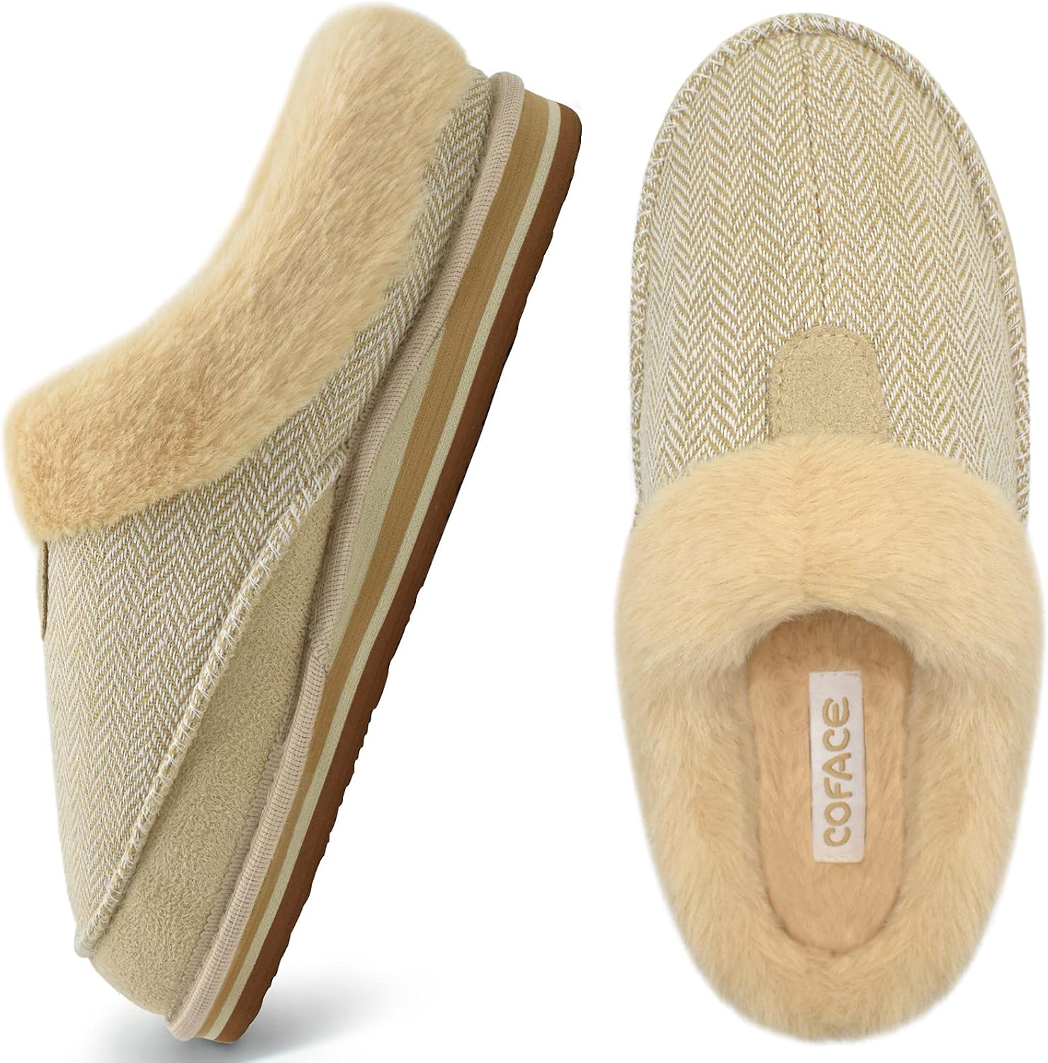 COFACE Womens Fuzzy Memory Foam Elegant Moccasin Slippers