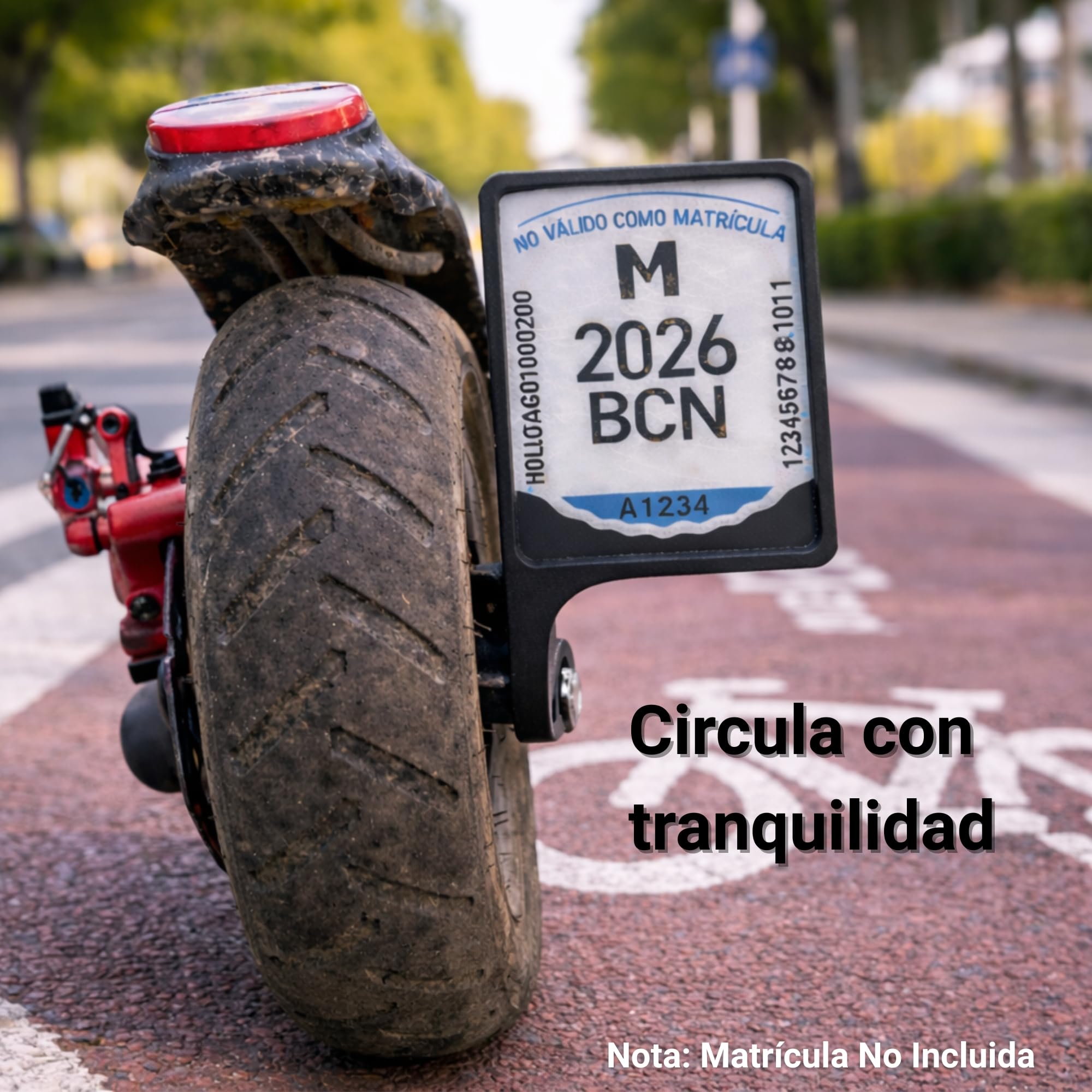 Portamatrícula para Patinete Eléctrico VMP Universal, Soporte Flexible de Placa Identificativa con Fijación por Tornillo, Protector Transparente Extraíble, Accesorio para Scooter (Lado Derecho) — view 6