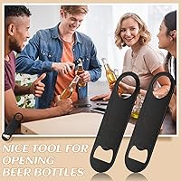 Vista 4 de 12 abridores de botellas planos de 4.9 x 1.18 pulgadas, abridor de botellas de cerveza de acero inoxidable negro, hoja de barra resistente, abridor