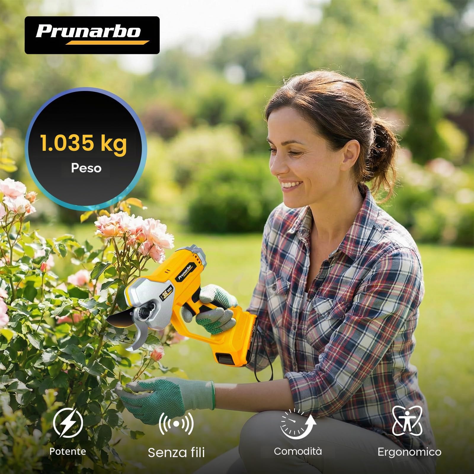 Cesoie 35 mm compatibili con batterie DEWALT 18 V | Rami spessi, Dimensione giornaliera, Fruttetti, Ricarica Flessibile, Lavoro Continuo