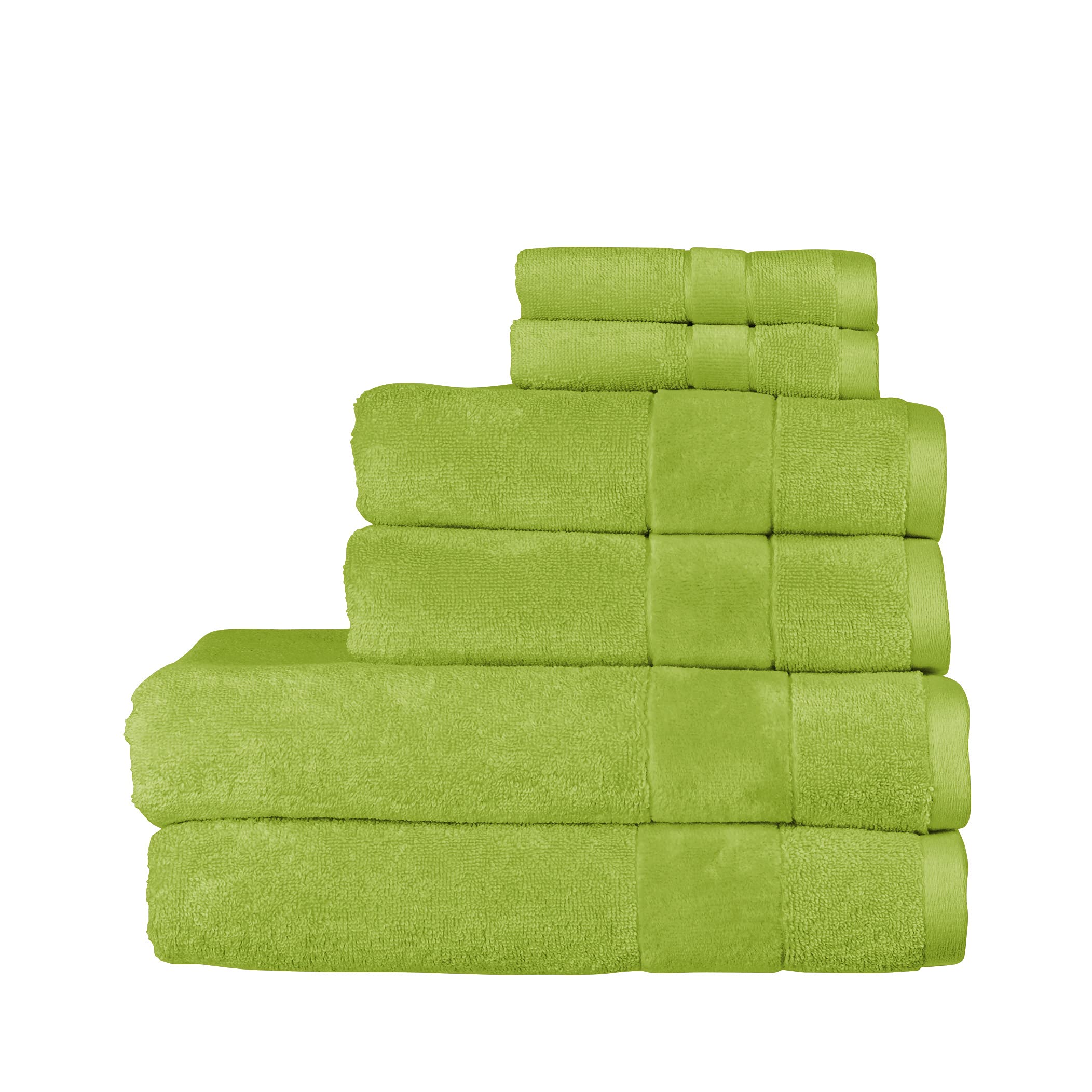 Christy Prism Bath Towel Set | 6 pieces | Vibrant Colours | 100% Turkish Cotton | Super Soft and Fluffy | Quick Dry | 2 Bath Towels 2 Hand Towels 2 Face Cloths | Mojito Light Green
