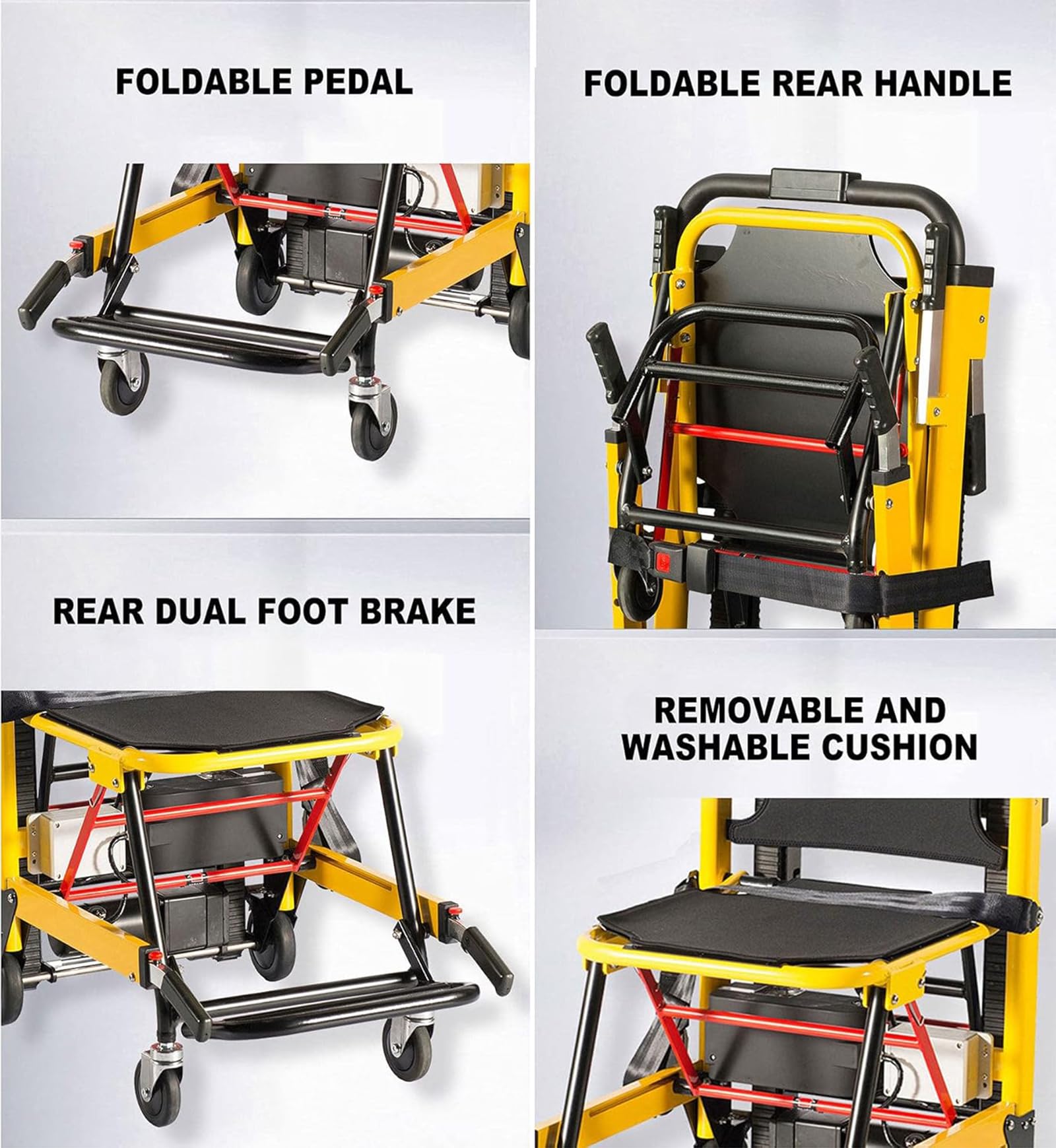 Montascale Elettrico Cingolato Pieghevole Saliscale Manuale su Sedia A Rotelle Carrello Montascale Elettrico per Anziani Disabili, può Salire E Scendere Le Scale