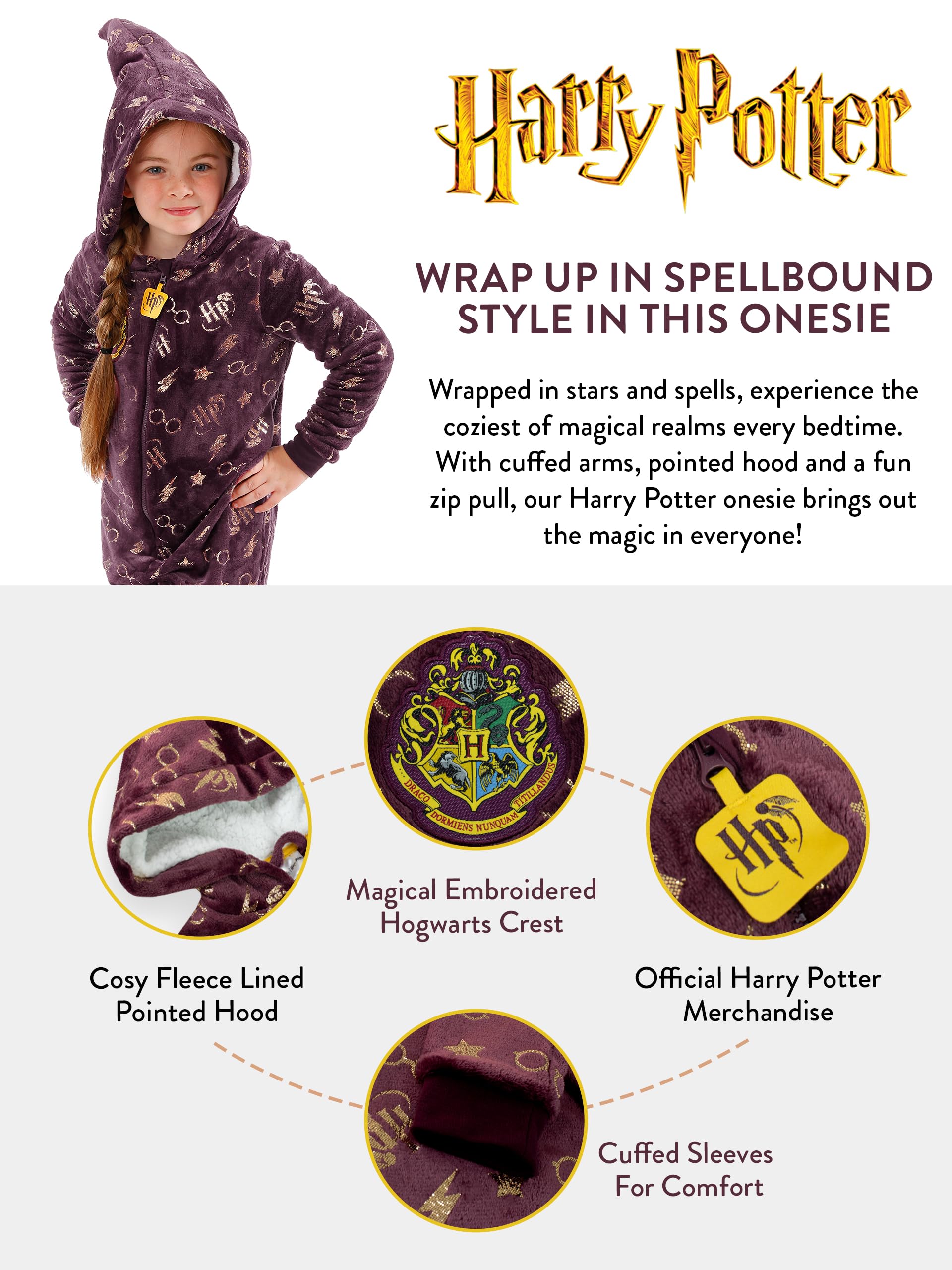 Harry Potter Combinaison pour Filles | Poudlard Filles Onesies | Pyjamas Gryffondor pour Filles | 5 à 13 Ans | Marchandise Officielle
