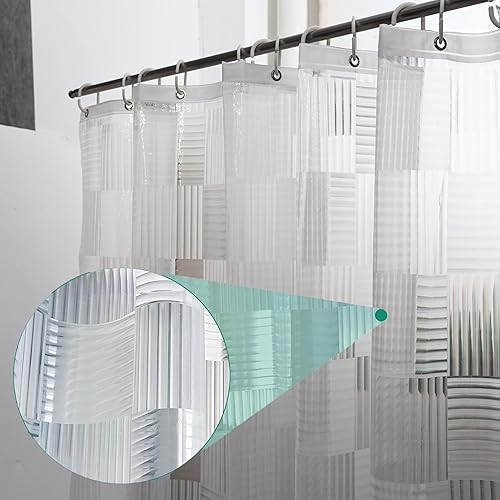 Miniatura 1 de Tonnali Cortina de ducha de 72 x 72 pulgadas, forro de plástico transparente resistente de vinilo EVA, cortina de ducha para baño con 3 imanes