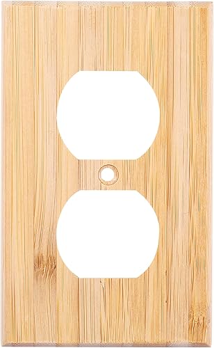 Miniatura 8 de Cubierta decorativa para interruptor de luz de madera cruda, placa de pared doble basculante de 4.5 x 4.5 pulgadas, cubierta de placa de interruptor