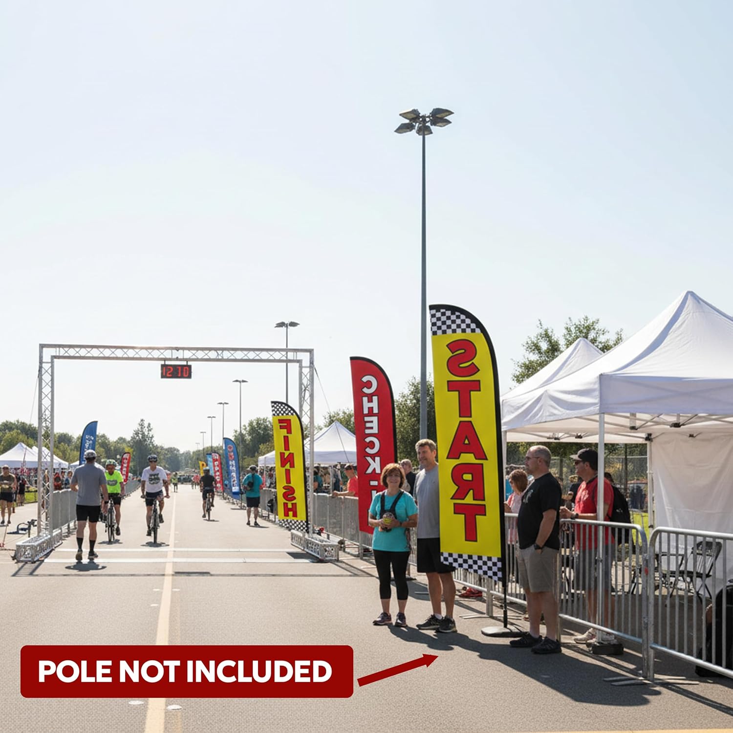 Start and Finish Line Banner - Racing Flags - Finish Line Banner - Set of Three Feather Flags Banners for Events & Festivals 12ft x 2.5ft (Pole not included) - Image 6