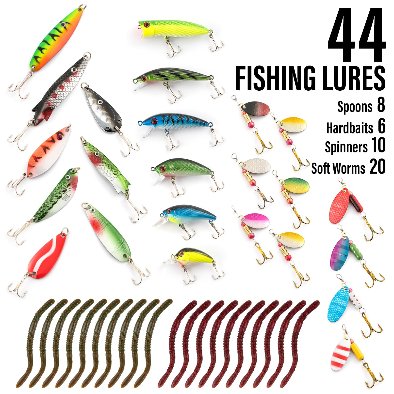 Dr.Fish, Combinazioni canna da pesca e mulinello, 125 pezzi, set da viaggio di attrezzatura canna da spinning telescopica e mulinello, con borsa, per adulti, pieghevole, per acqua dolce e salata
