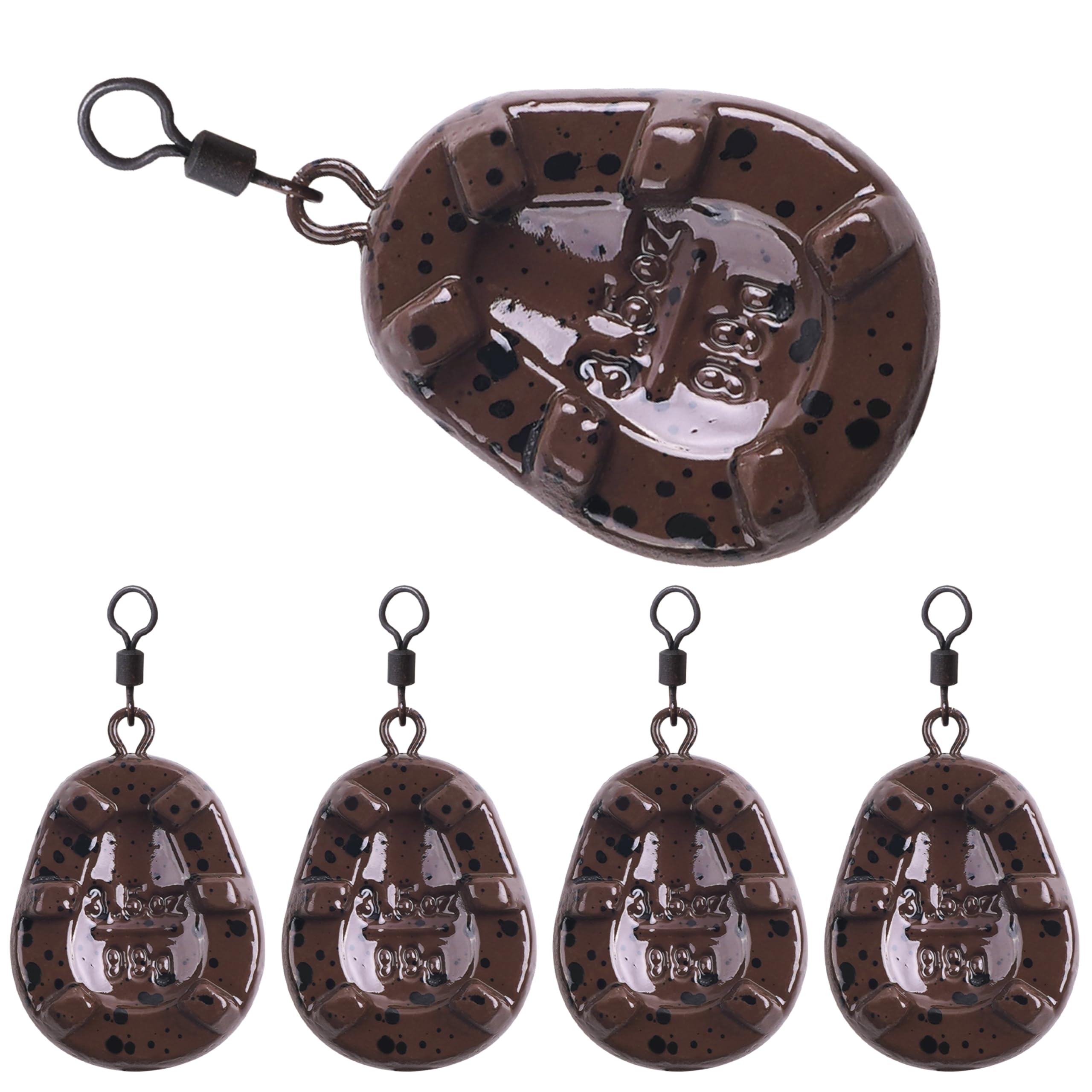 Carp Fishing Weight Sinkers,Coated Tapered Flat Pear Carp Fishing Sinkers with Rolling Swivel Carp Coarse Fishing Gear Tackle 2oz 2.5oz 3oz 3.5oz 4oz