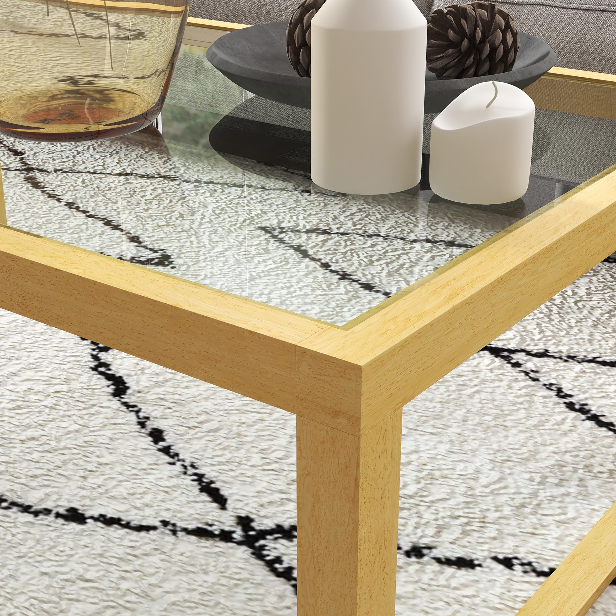 HOMCOM Table Basse Rectangulaire Salon 100L x 60l x 35H cm Bois Naturel