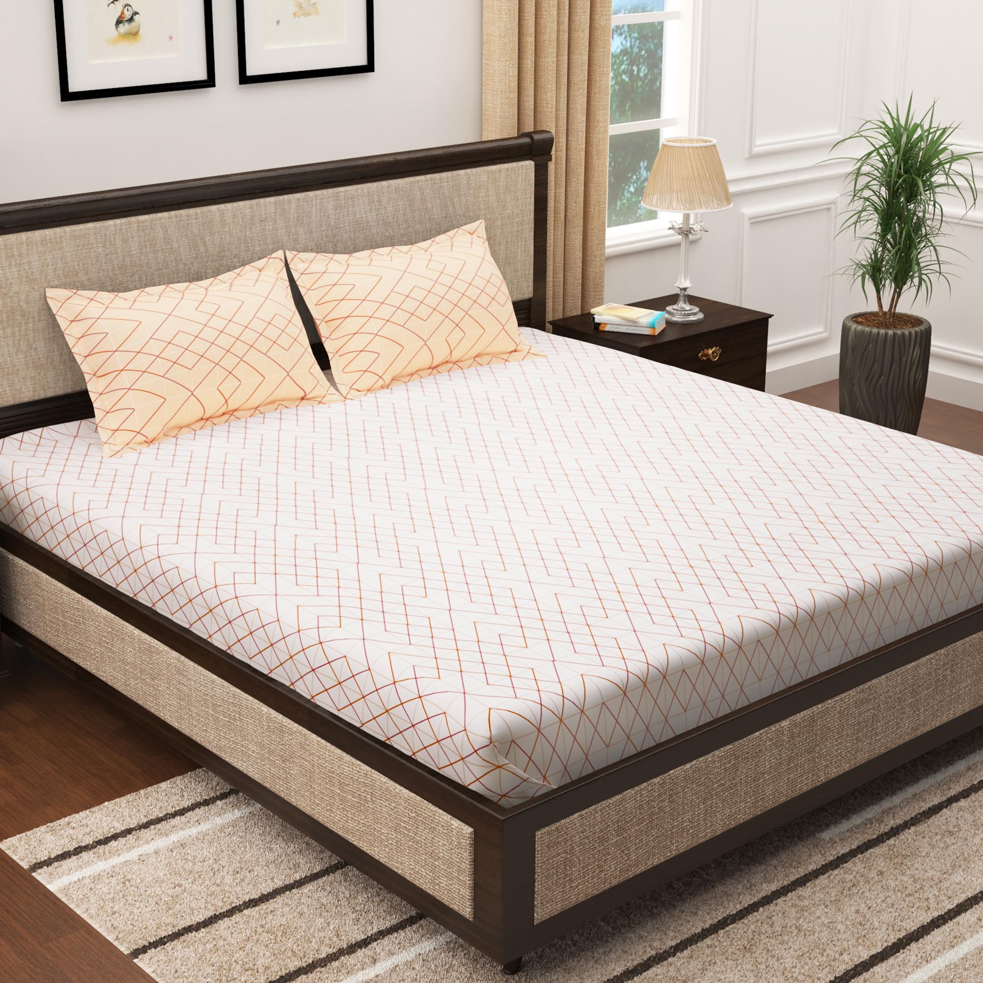 Story@Home Bedsheet | Bedsheet for King Size Bed |300TC | Abstract | White |1 Piece Cotton bedsheets for King Size Bed with 2 Pillow Covers (270 x270cm) Perfect for Gifting | Cotton bedsheet (B0C9MPV42Q) Amazon Price History, Amazon Price Tracker