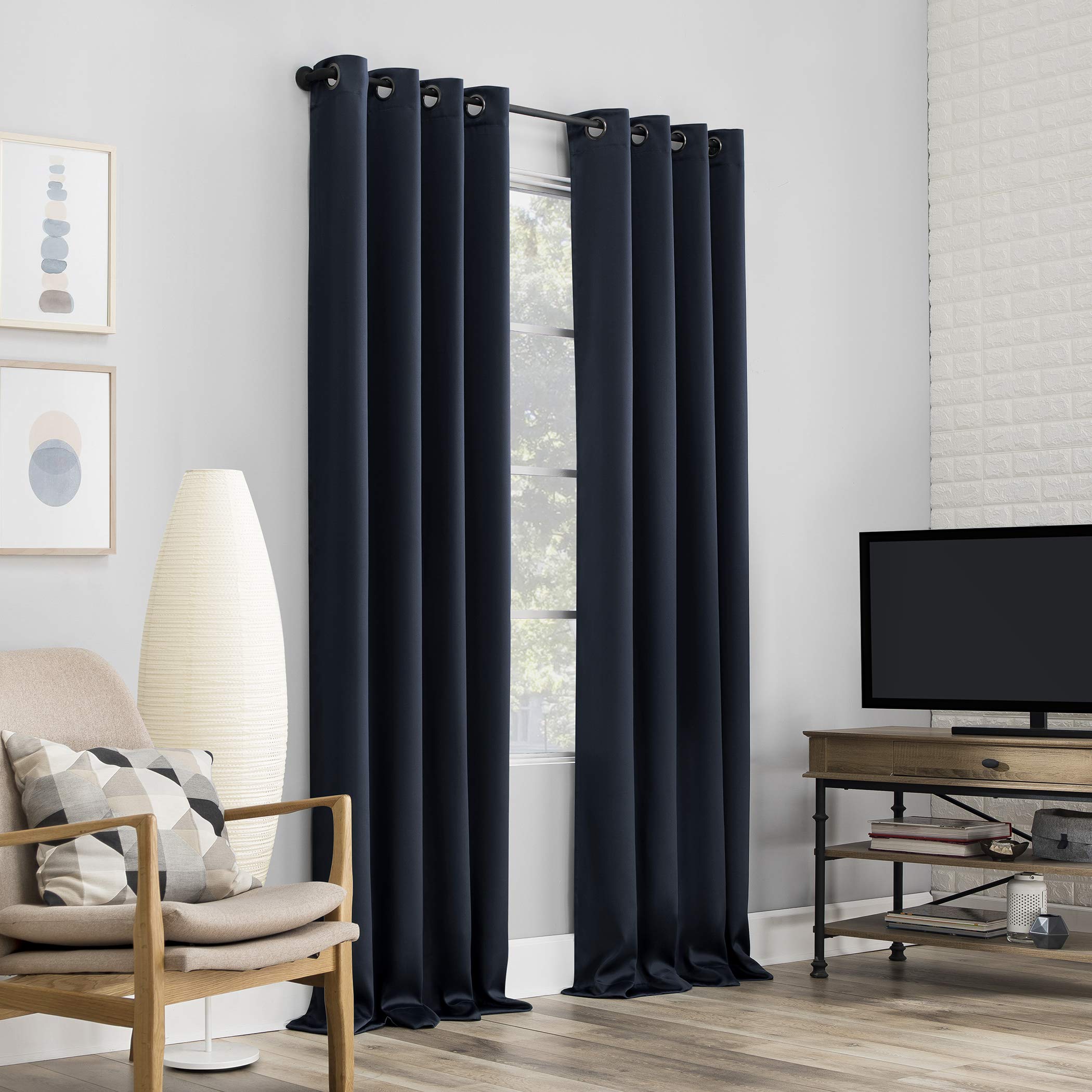 Sun Zero Nordic - Confezione da 2 tende a pannelli, 100% oscuranti, 132 x 274 cm, colore: blu navy