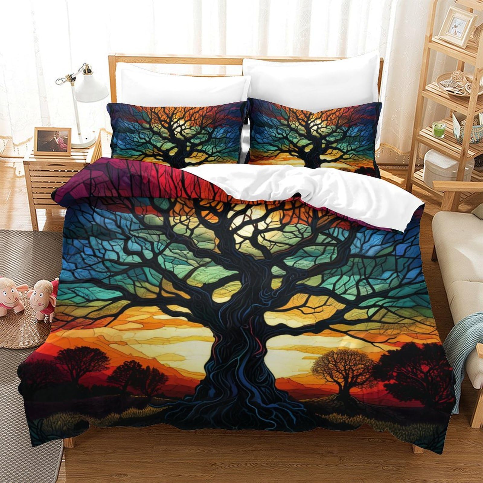 Parure de lit Arbre de Vie microfibre douce contre nuits fraîches