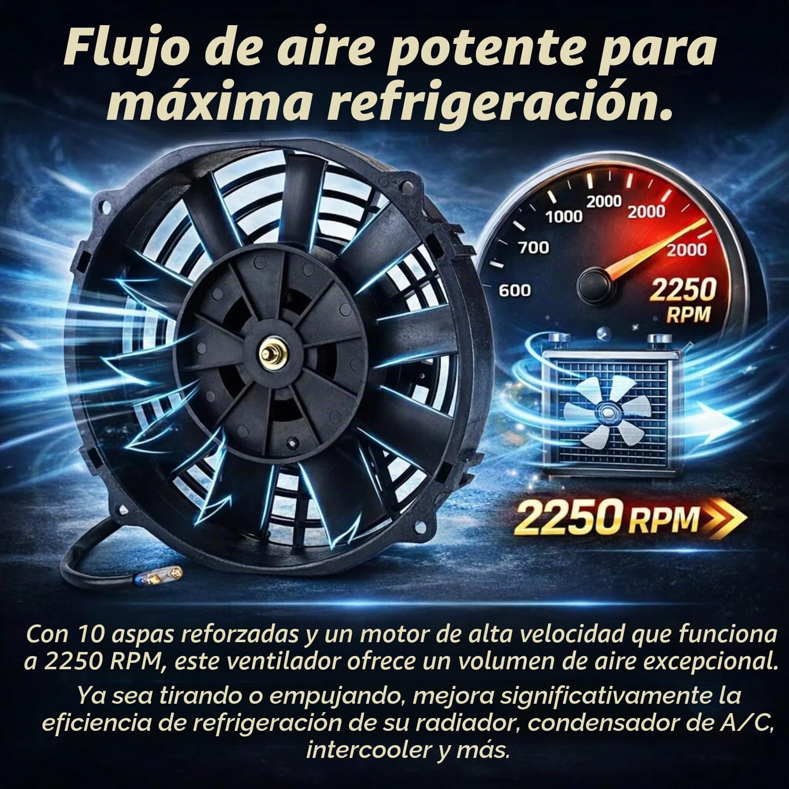 Ventilador de refrigeración de radiador delgado eléctrico de 12 V de alto rendimiento de 8 pulgadas con kit de montaje Ventilador eléctrico para aire acondicionado de refrigeración automática del radi