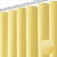 Vista 32 de Dynamene Cortina de Ducha Larga de Tela Blanca - Cortinas de Ducha de Tela de Nido de Abeja Texturizadas y Resistente para Baño, 256GSM Juego Grande