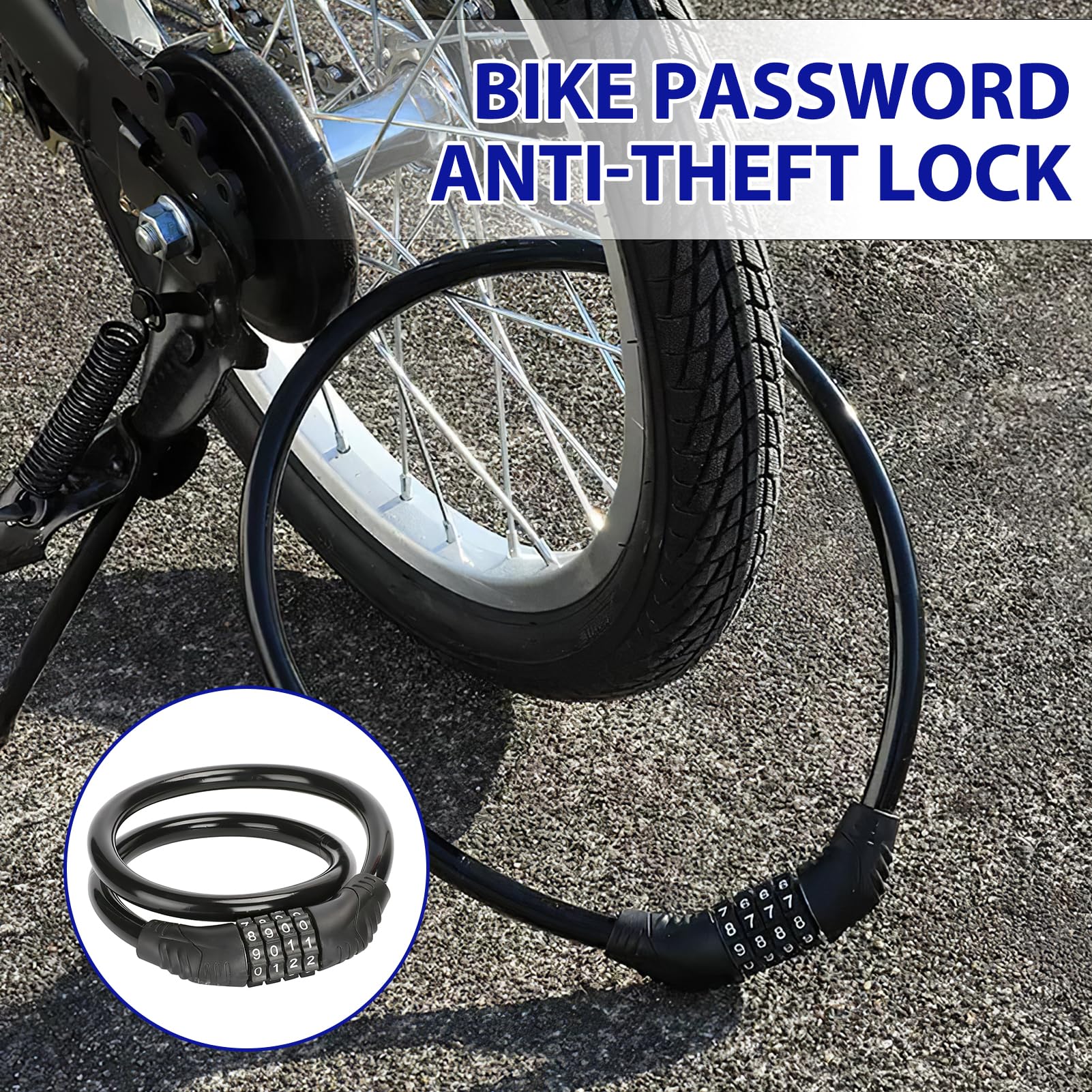 Lucchetto Anello Per Bicicletta Con Codice 4 Cifre - Serratura Ruota Antifurto Per Bici - Foto 2