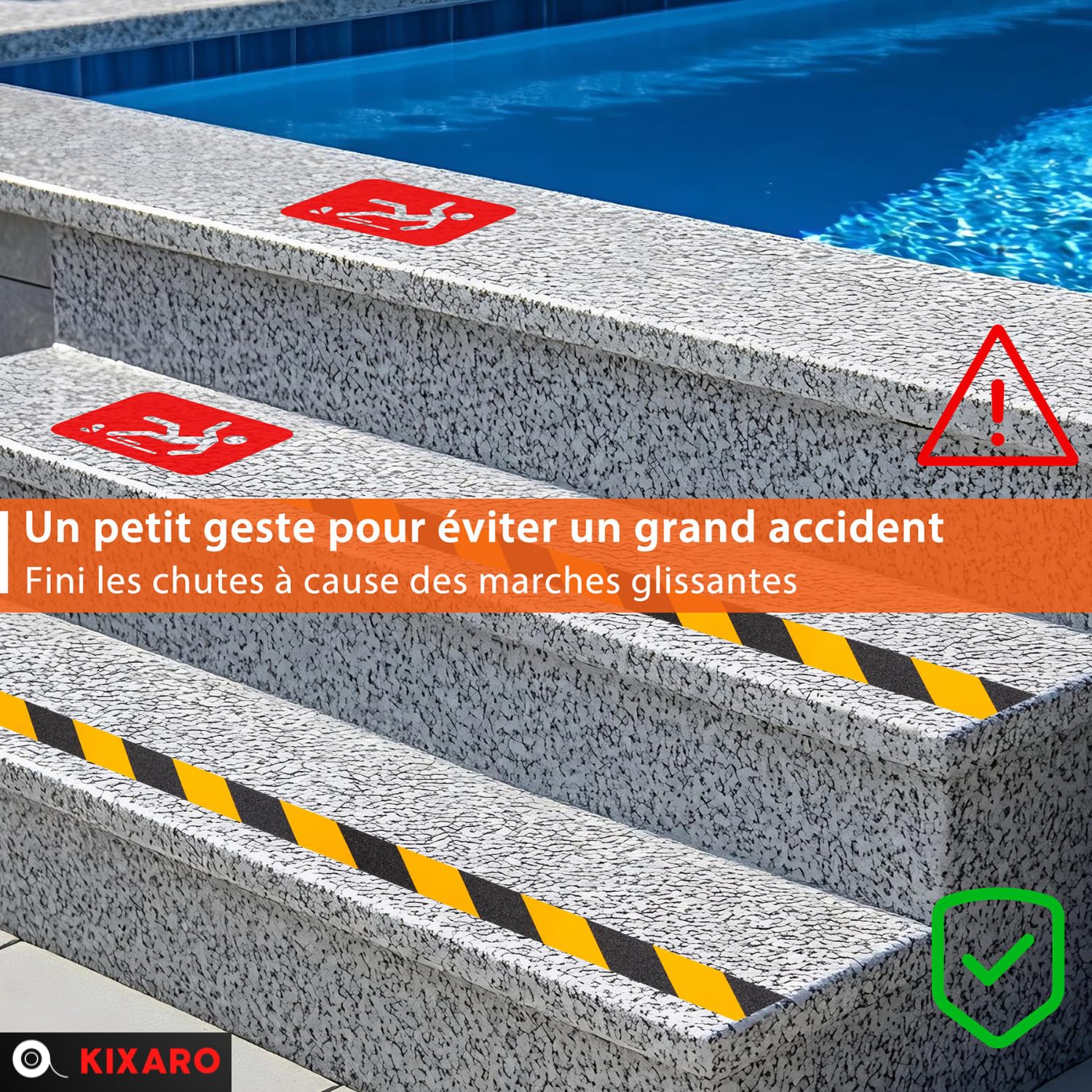 Bande Antidérapante Escalier ✮Marque Francaise✮ Lotde2 Rubans Marche Escalier Marquage Exterieur Interieur 10mX5 Adhésif Noir/Jaune Tape Bande Antiderapante Adhesive Ruban Antidérapant✯GARANTIE À VIE✯