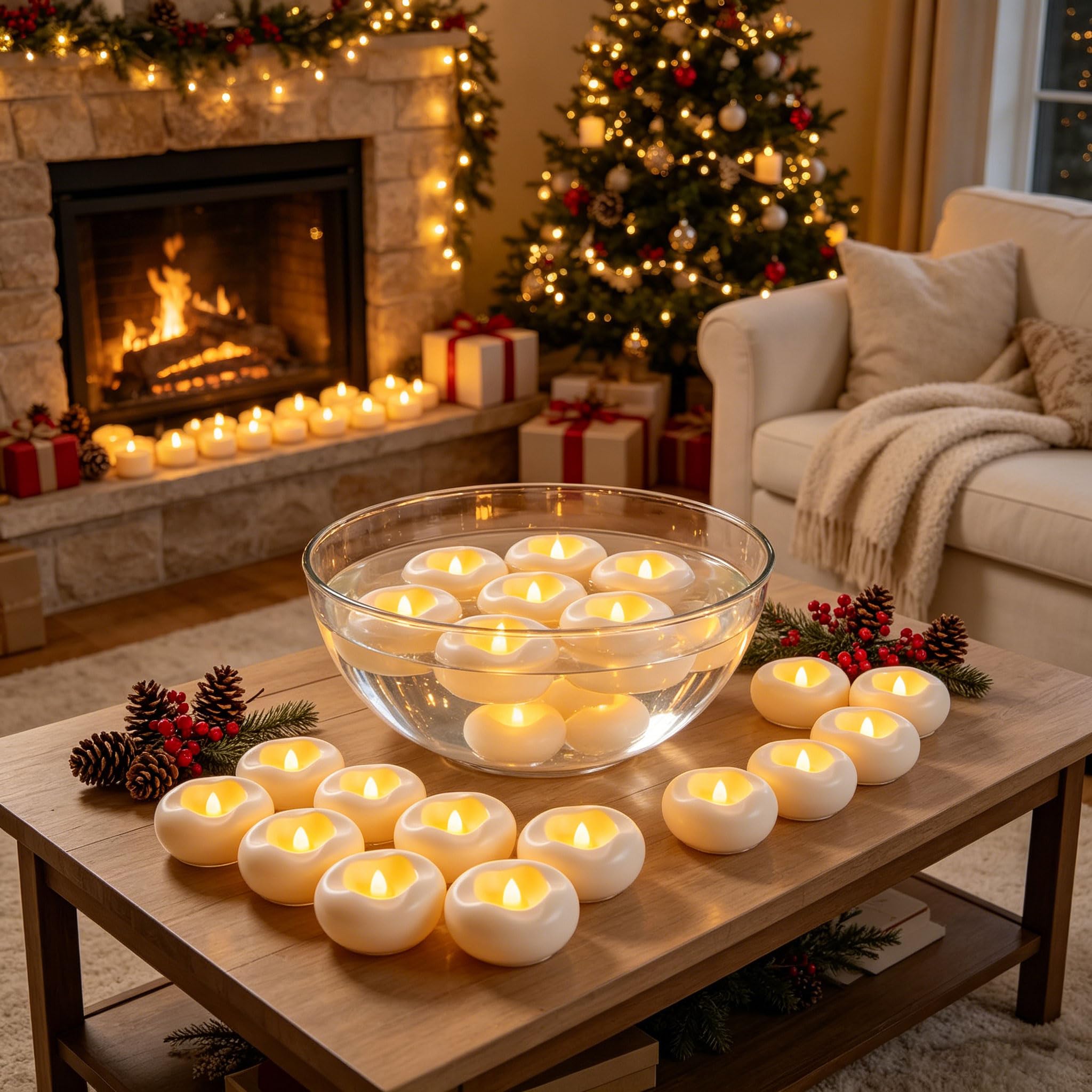24 Pièces Bougies Flottantes LED à Activation par Eau, Piles CR2032 Incluses, Sans Flamme pour Décoration Maison & Fête