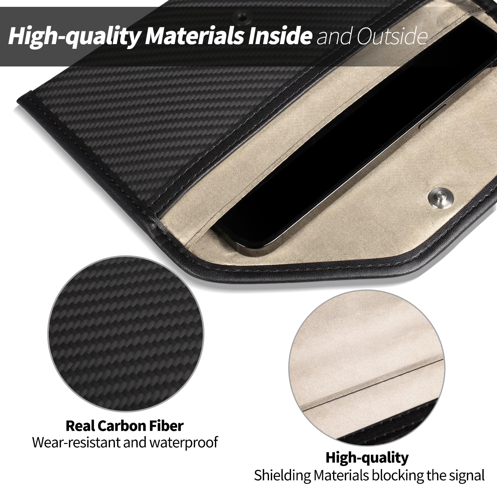 T-carbon Faraday - Funda para teléfonos y llaves de coche, bolsa Faraday de fibra de carbono, bloqueo de señal RFID, antiseguimiento, antirrobo y antirrobo, funda Faraday para privacidad de datos
