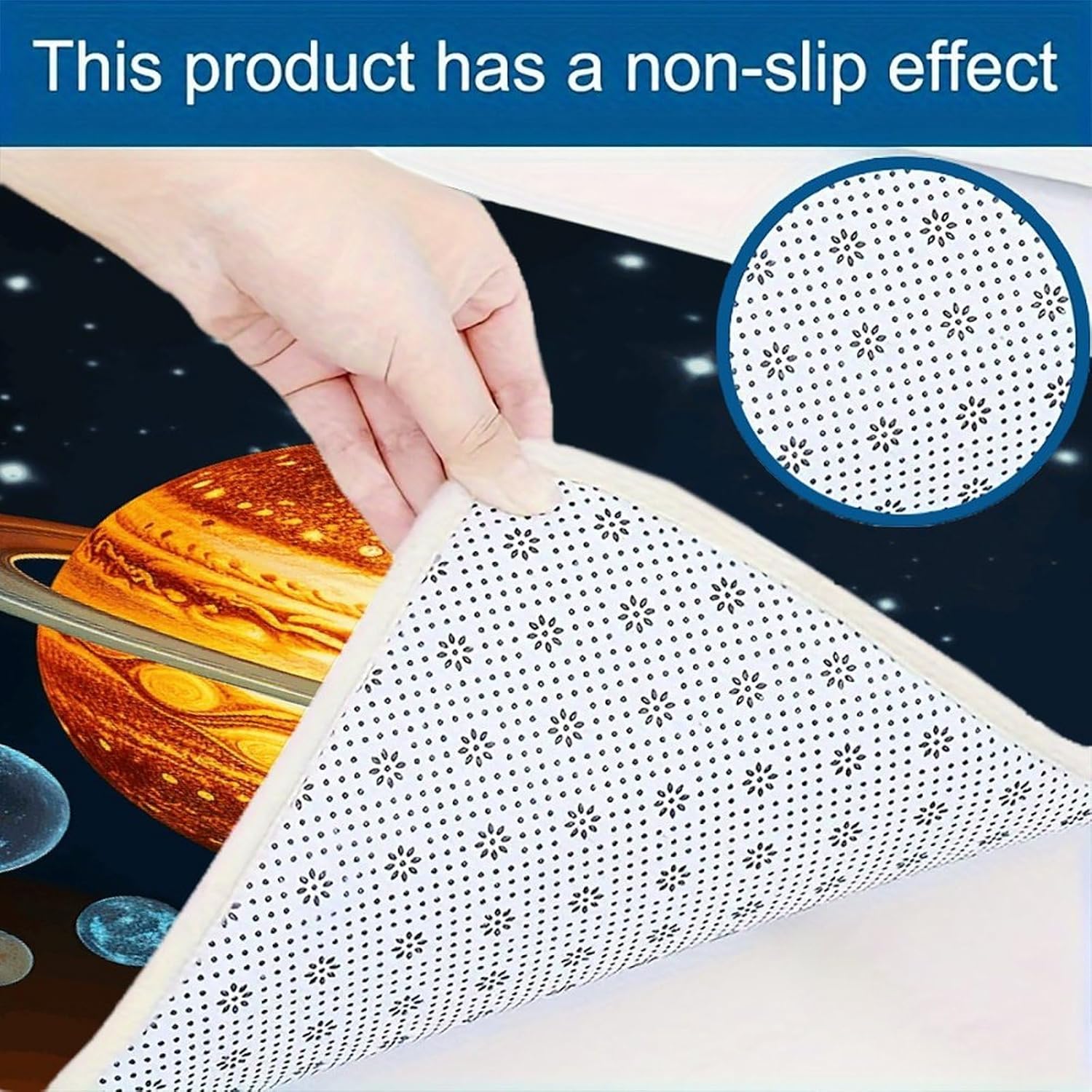 Glow in The Dark Solar System Kitchen Rugs Sets of 3 Washable Non Slip Kitchen Rug Water Resistant Carpet Piece Anti Fatigue Kitchen Mats Soft Comfort Standing Mat Modern Area Rug