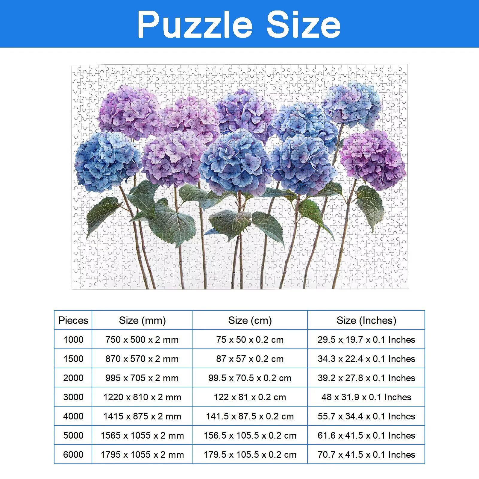 Puzzle 1500 Pezzi per Adulti Bambini, Puzzle Fiore in Legno per Adulti, Puzzles Ortensia Impegnativi, Giochi Educativo per Famiglie, Rompecapo con Scatola per Decorazioni Casa, Regalo Donna, -9060