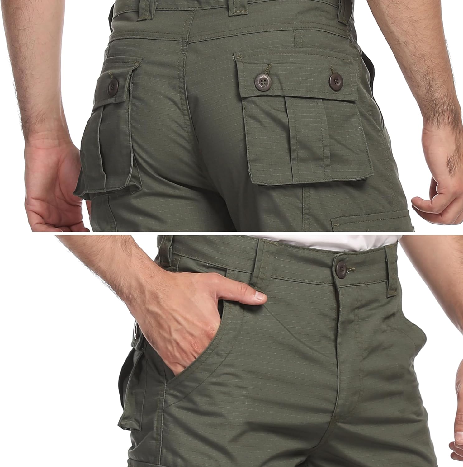 AKARMY Men's Lightweight Hiking Pants, Outdoor Quick Dry Ripstop Cargo Pants, Multi-Pocket Camo Casual Work Pants