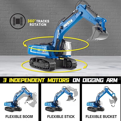 Miniatura 5 de UNIH Excavadora de juguete a control remoto para niños, 12 canales 2.4G RC Excavadoras para niños de 4 5 6 7 8 9 años, excavadoras RC a escala 114,